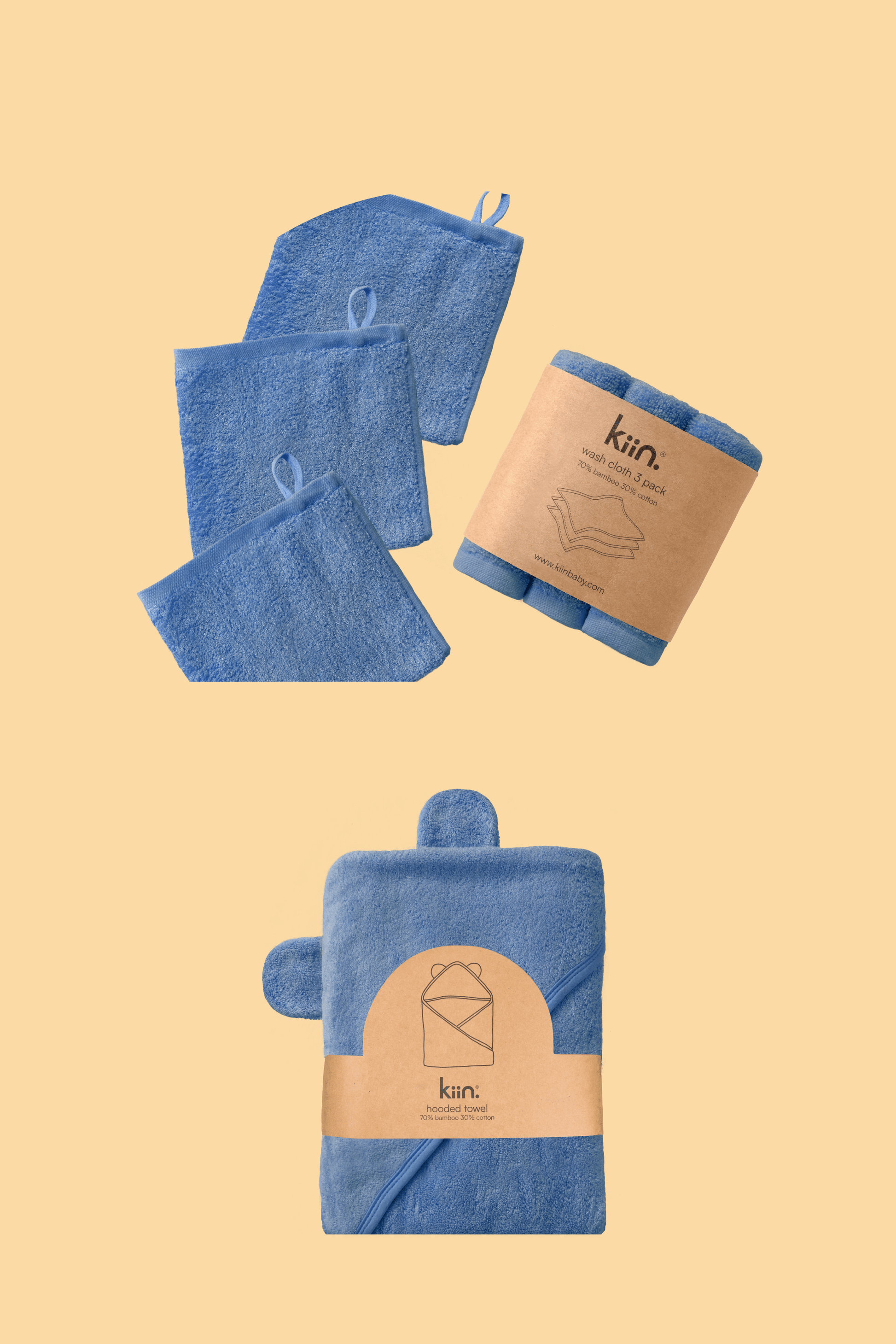 Towel + Wash Cloth Bundle Bundles Kiin ® Blue Shadow Blue Shadow 