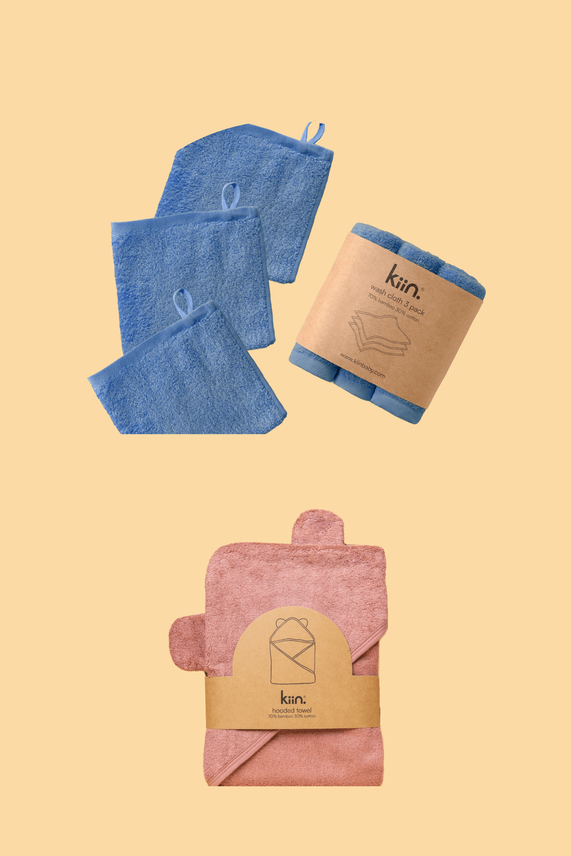 Towel + Wash Cloth Bundle Bundles Kiin ® Blue Shadow Heather 