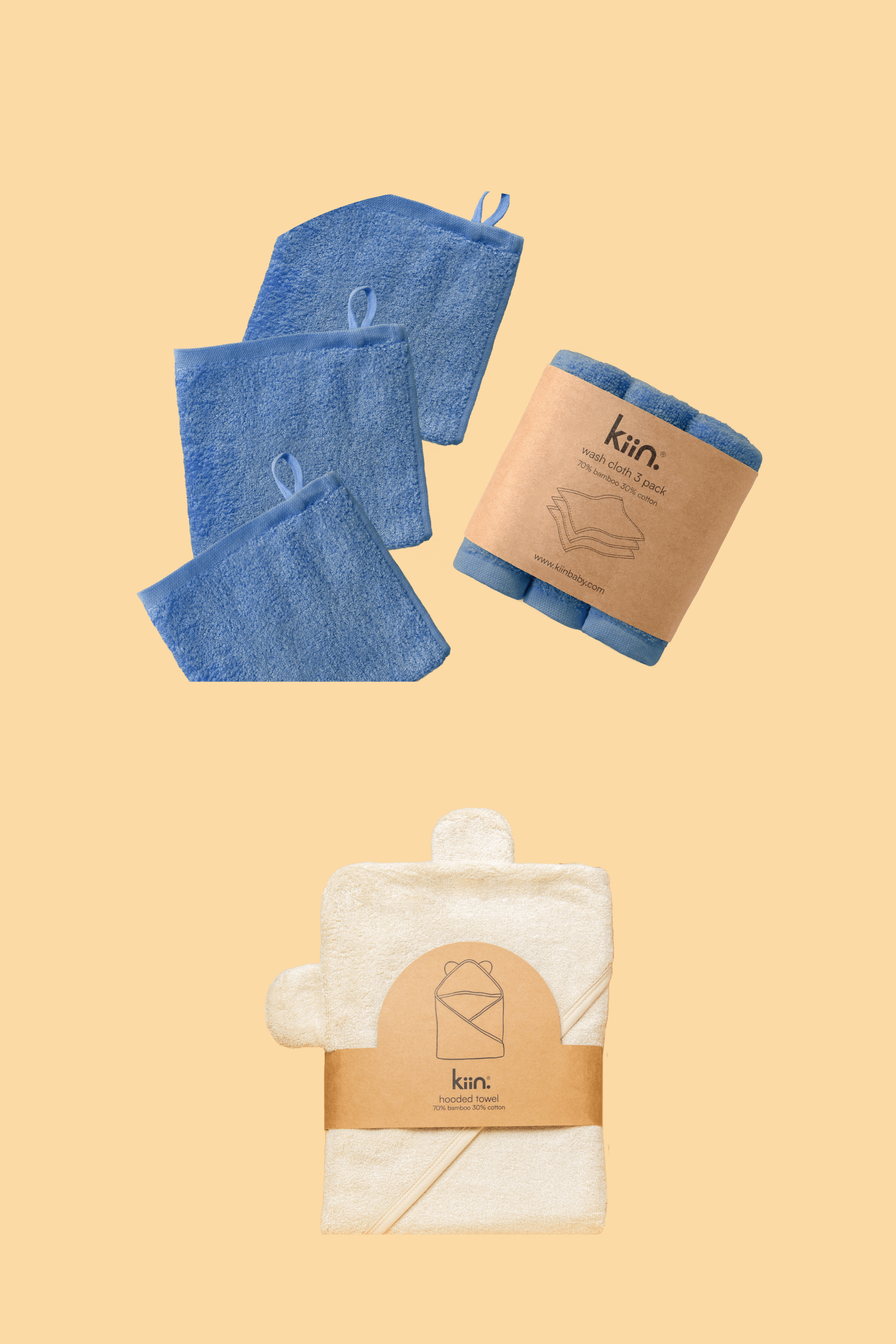 Towel + Wash Cloth Bundle Bundles Kiin ® Blue Shadow Ivory 