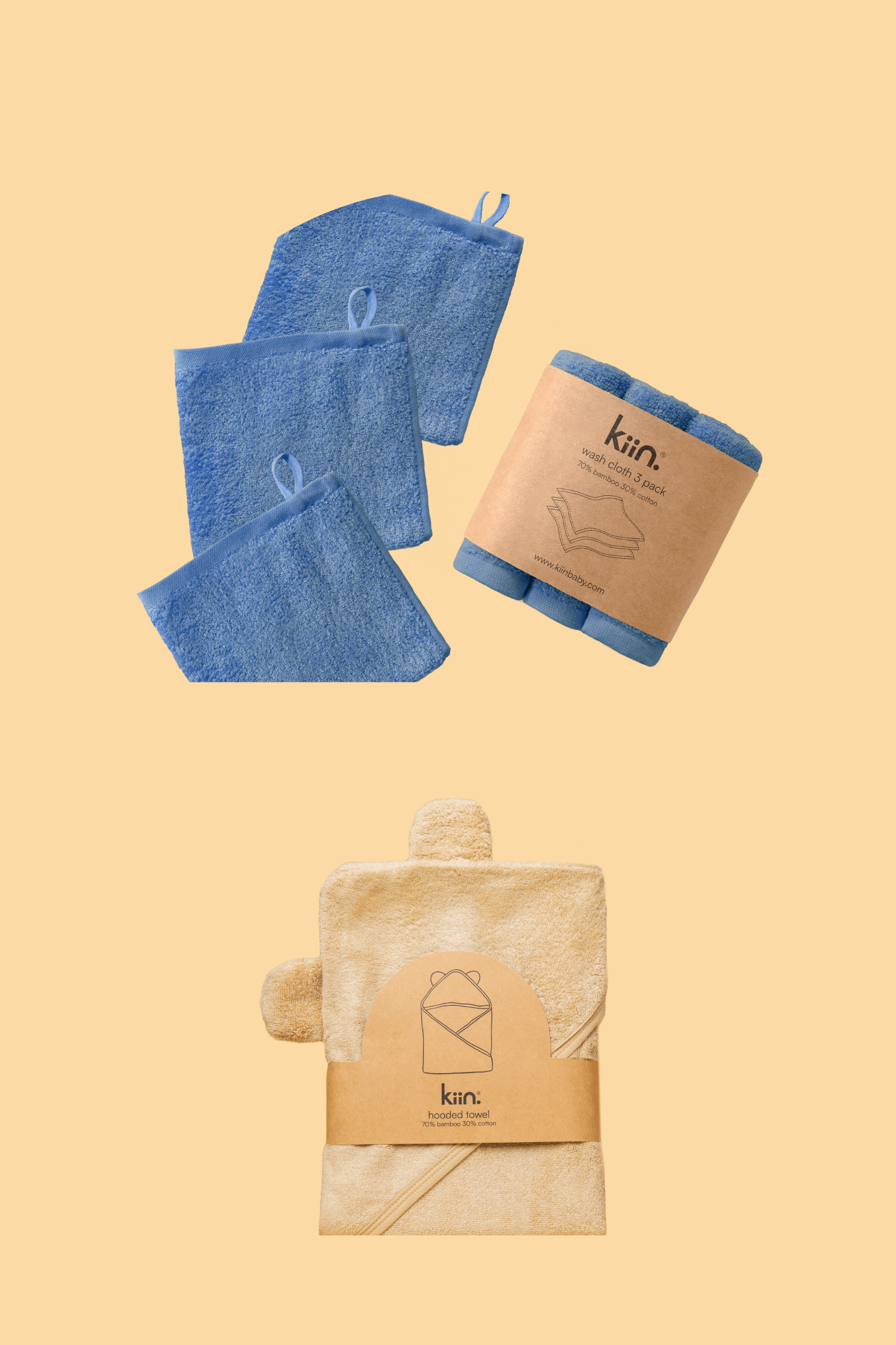 Towel + Wash Cloth Bundle Bundles Kiin ® Blue Shadow Oat 