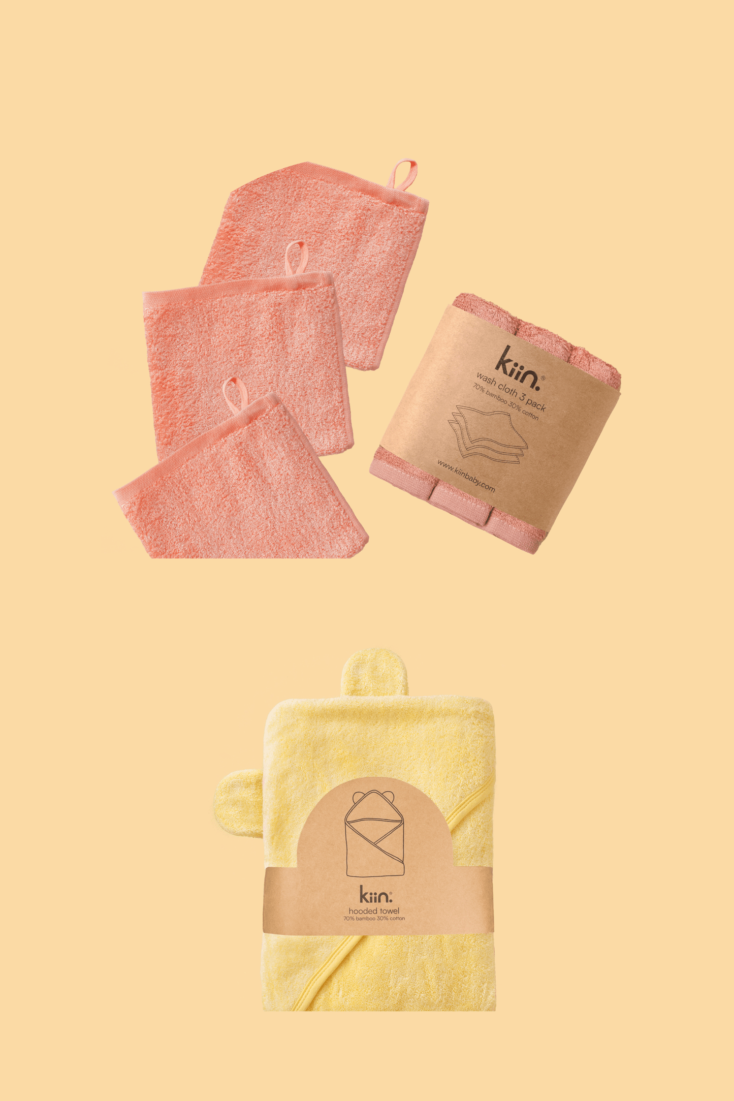 Towel + Wash Cloth Bundle Bundles Kiin ® Blush Buttercup 