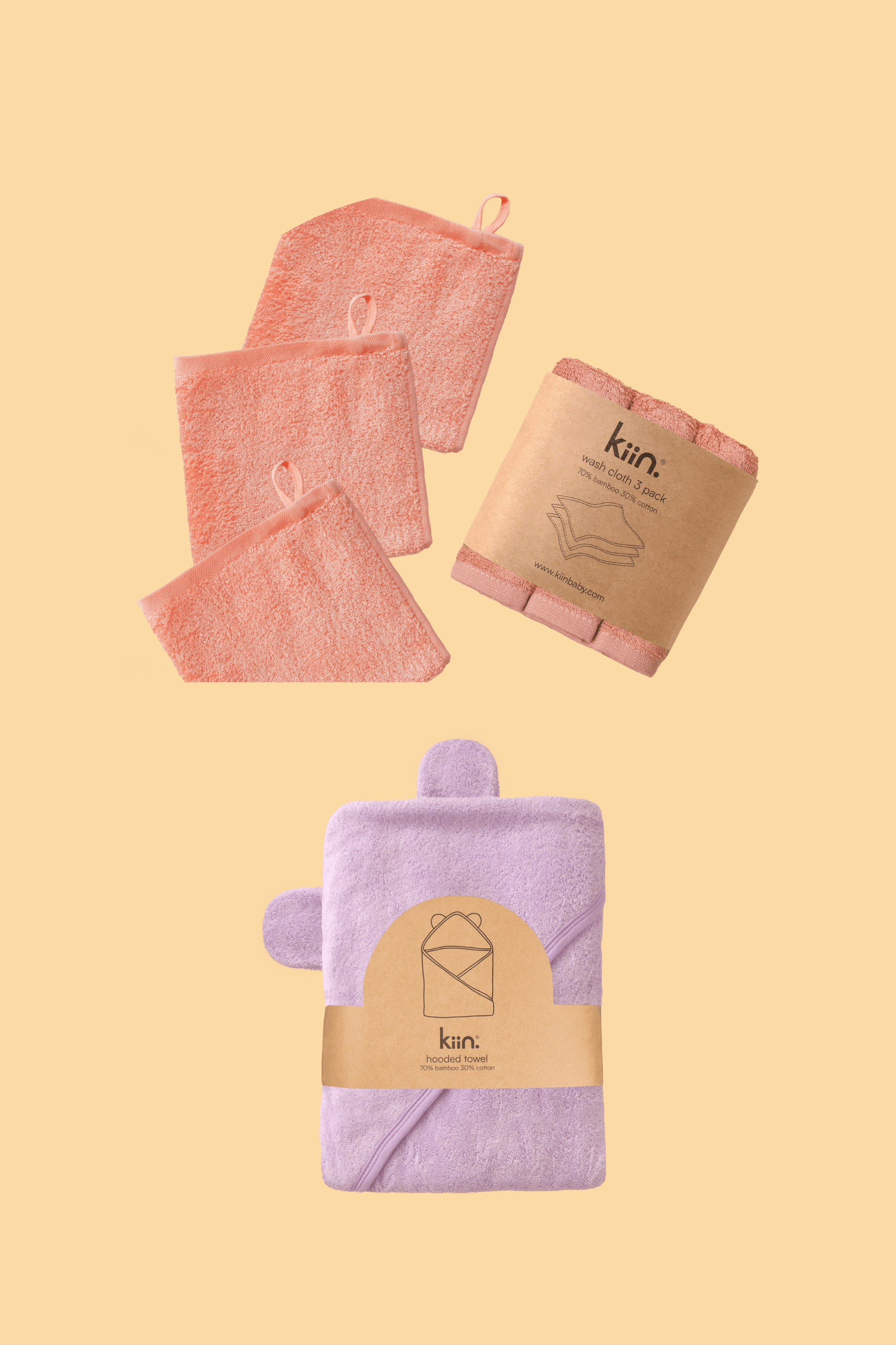 Towel + Wash Cloth Bundle Bundles Kiin ® Blush Lilac 