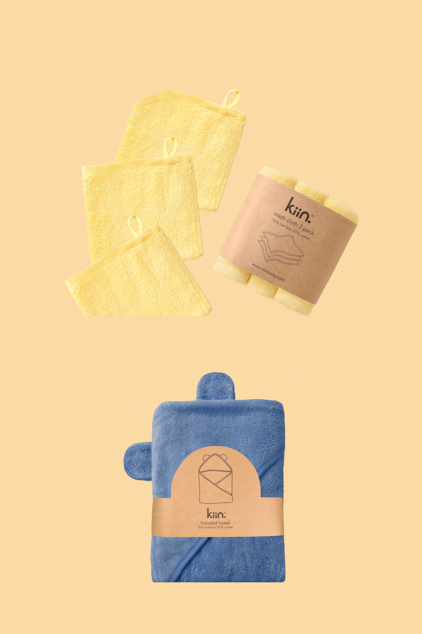 Towel + Wash Cloth Bundle Bundles Kiin ® Buttercup Blue Shadow 
