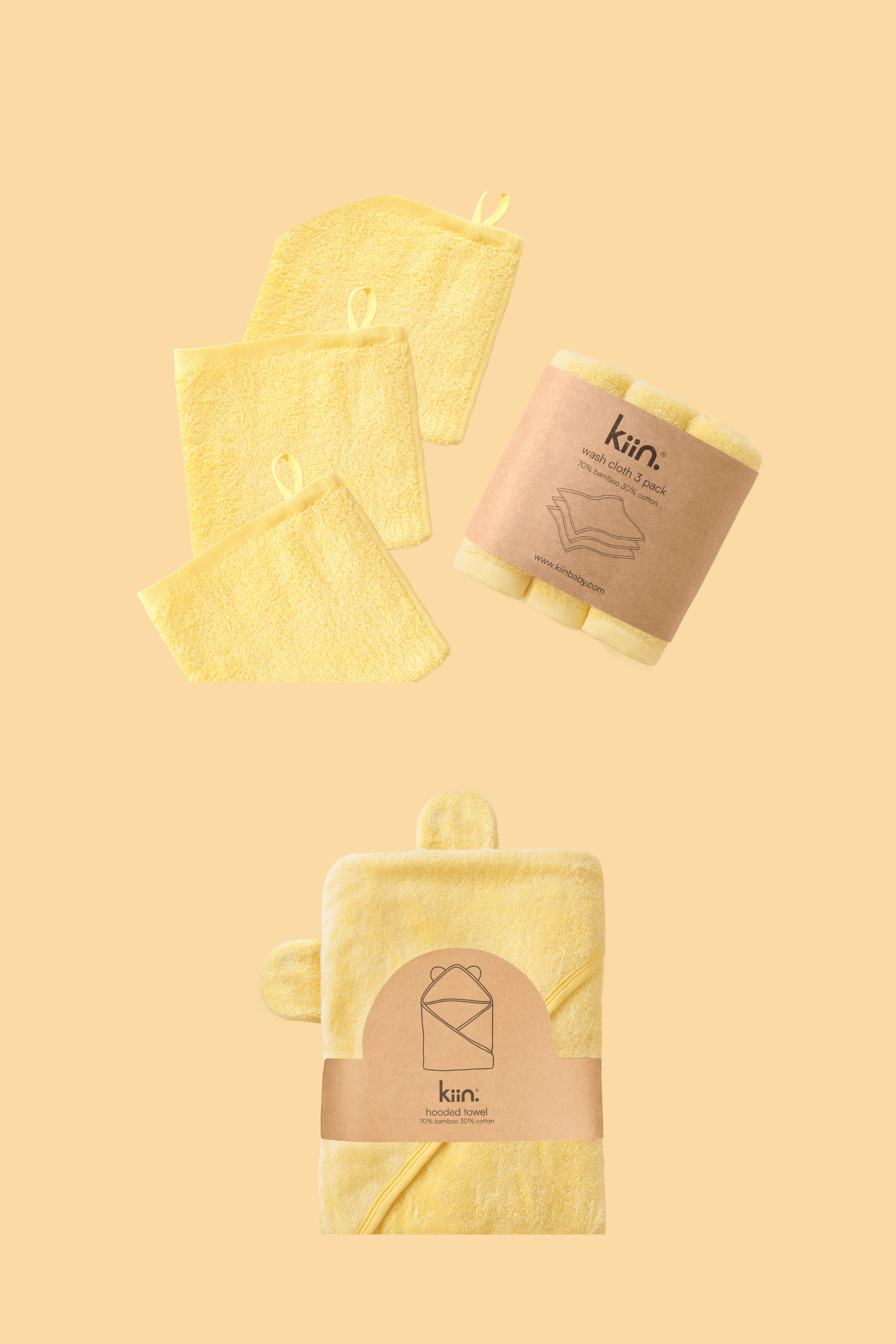Towel + Wash Cloth Bundle Bundles Kiin ® Buttercup Buttercup 