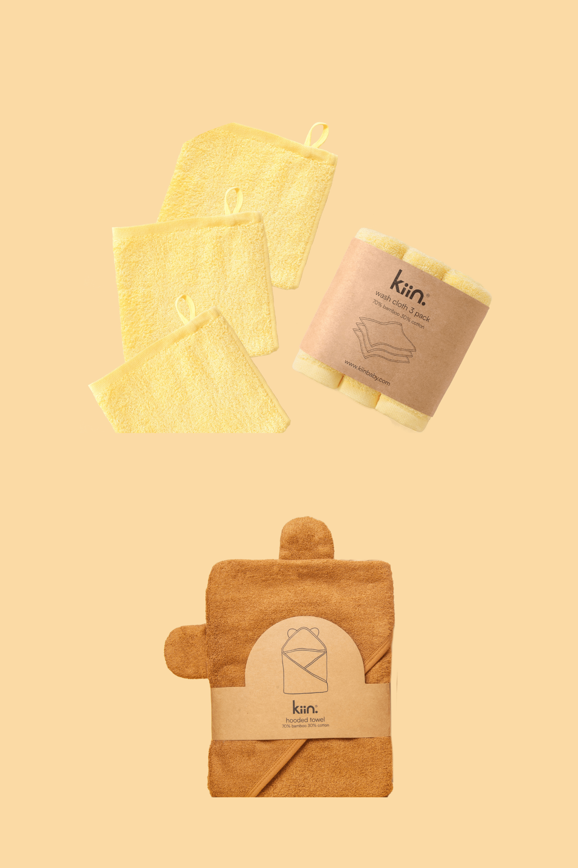 Towel + Wash Cloth Bundle Bundles Kiin ® Buttercup Caramel 
