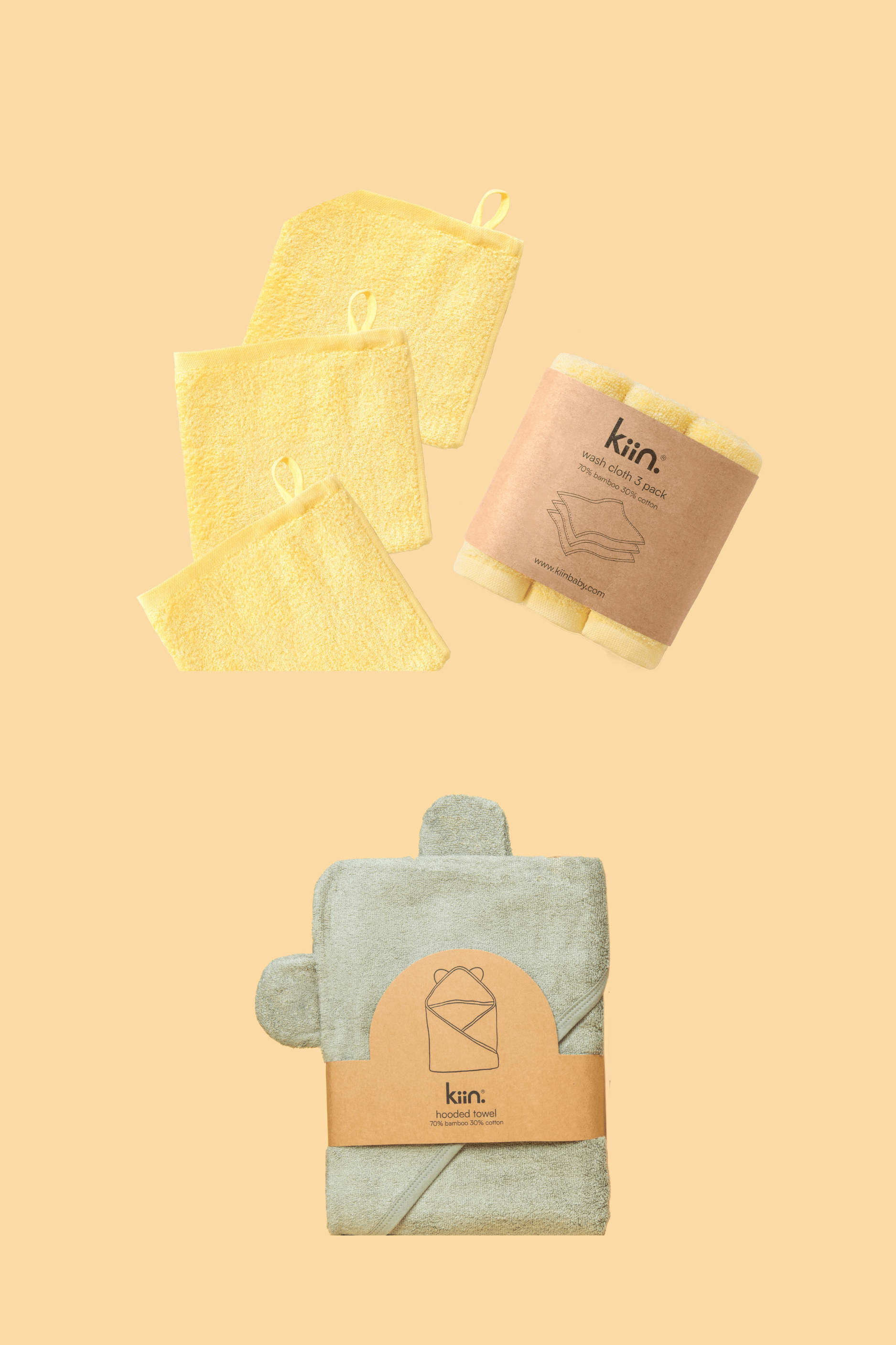 Towel + Wash Cloth Bundle Bundles Kiin ® Buttercup Sage 