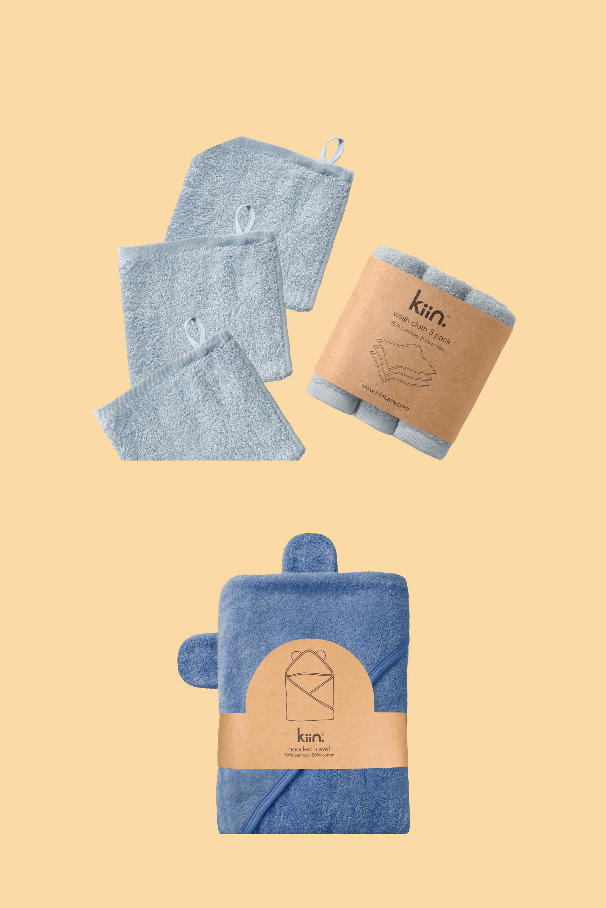 Towel + Wash Cloth Bundle Bundles Kiin ® Dusky Blue Blue Shadow 