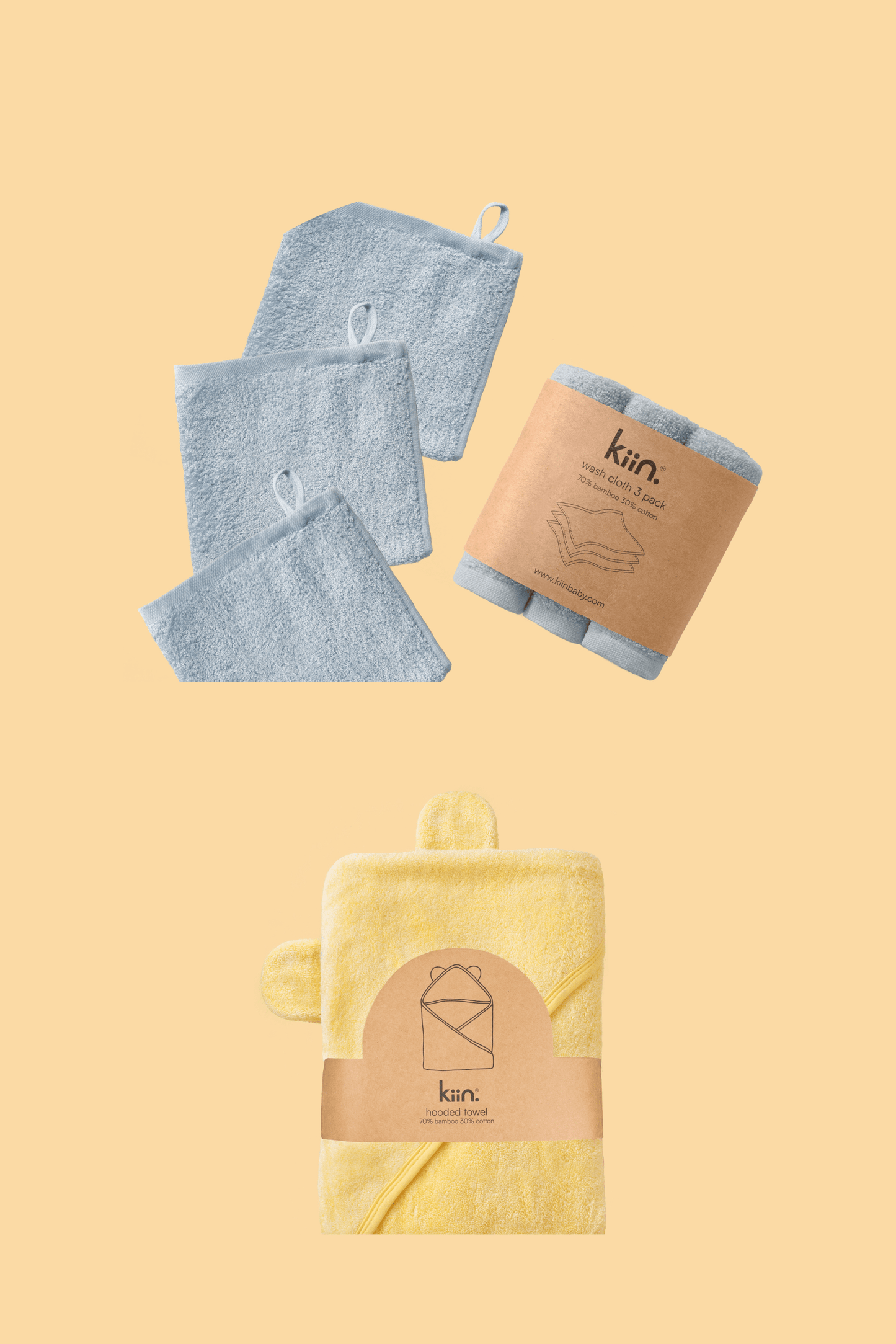 Towel + Wash Cloth Bundle Bundles Kiin ® Dusky Blue Buttercup 