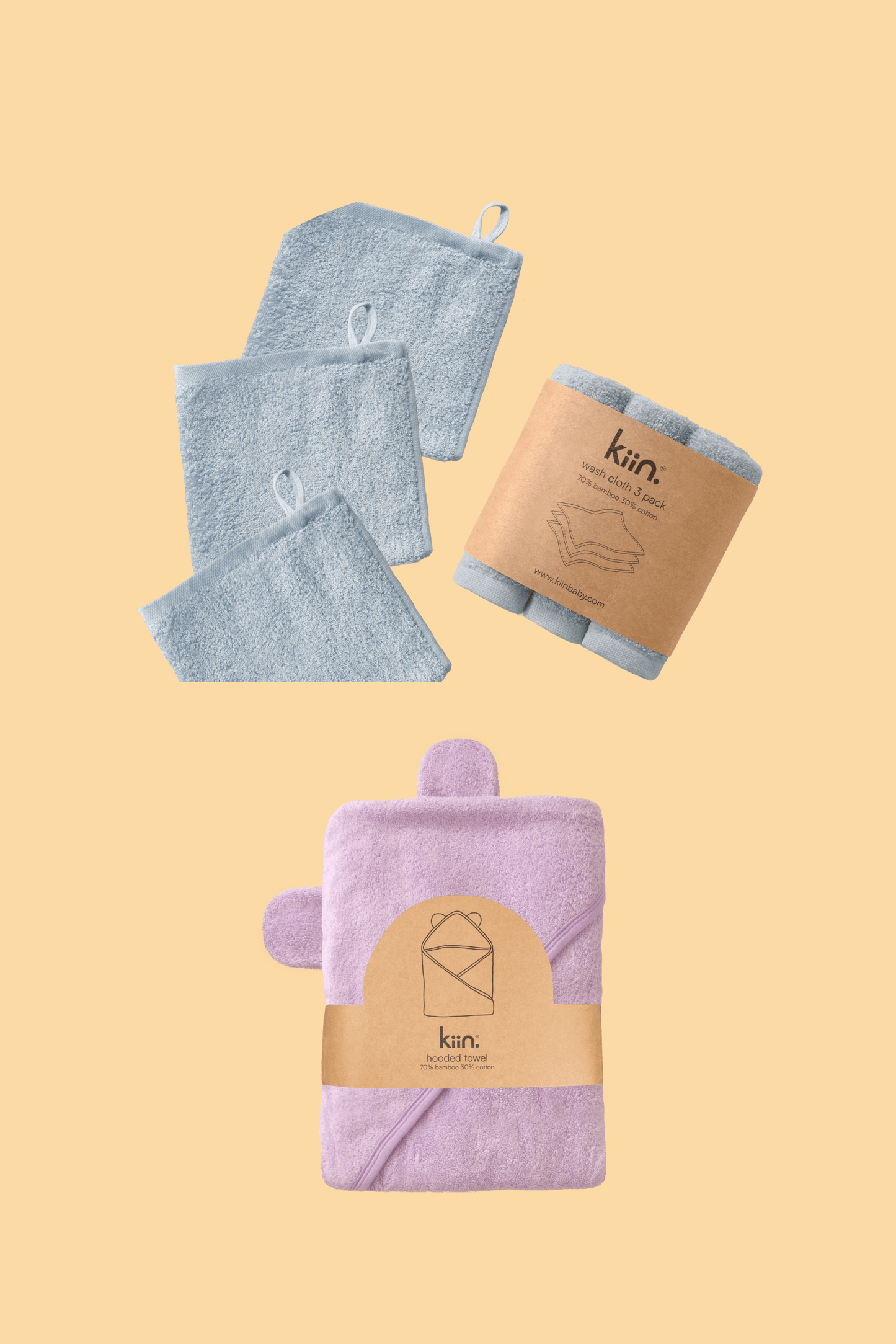 Towel + Wash Cloth Bundle Bundles Kiin ® Dusky Blue Lilac 