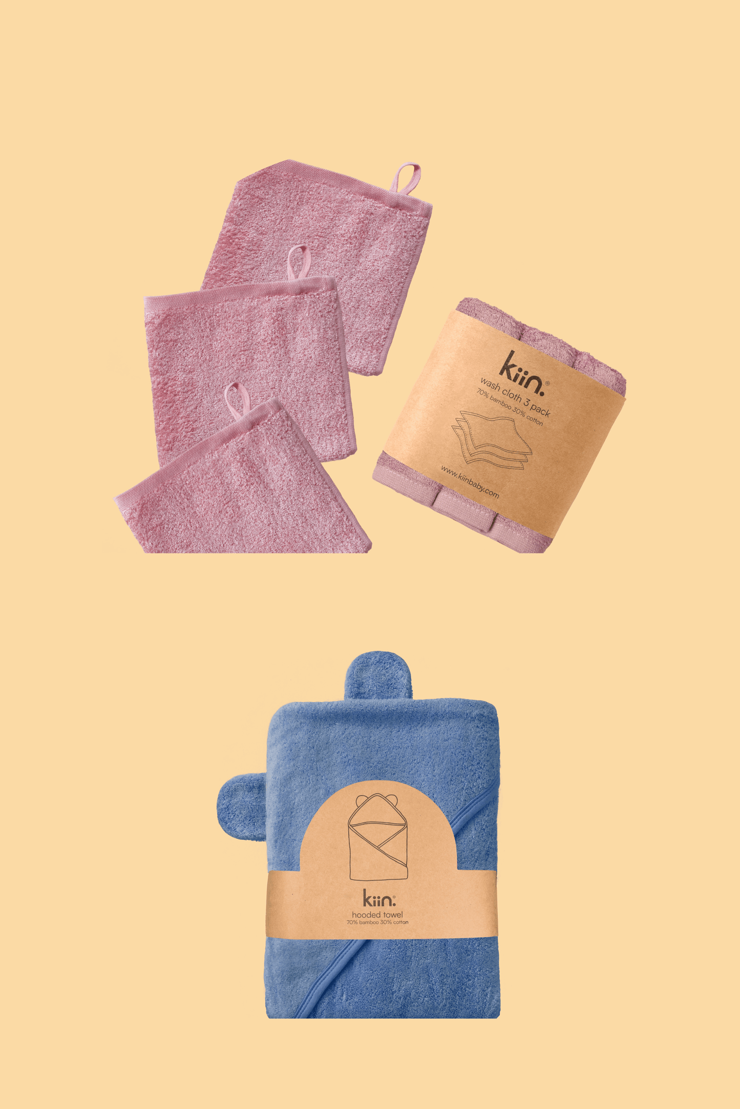 Towel + Wash Cloth Bundle Bundles Kiin ® Heather Blue Shadow 