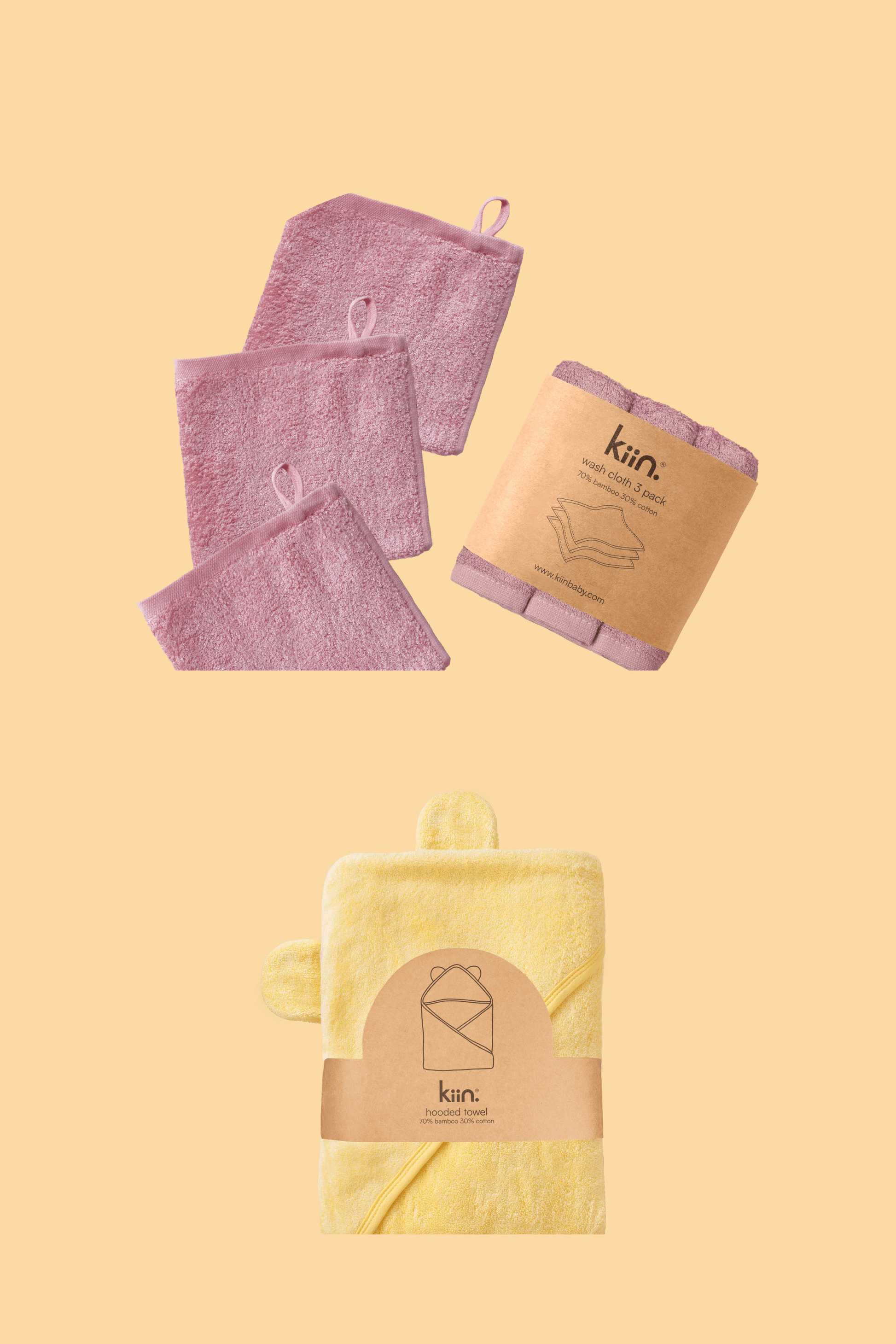 Towel + Wash Cloth Bundle Bundles Kiin ® Heather Buttercup 