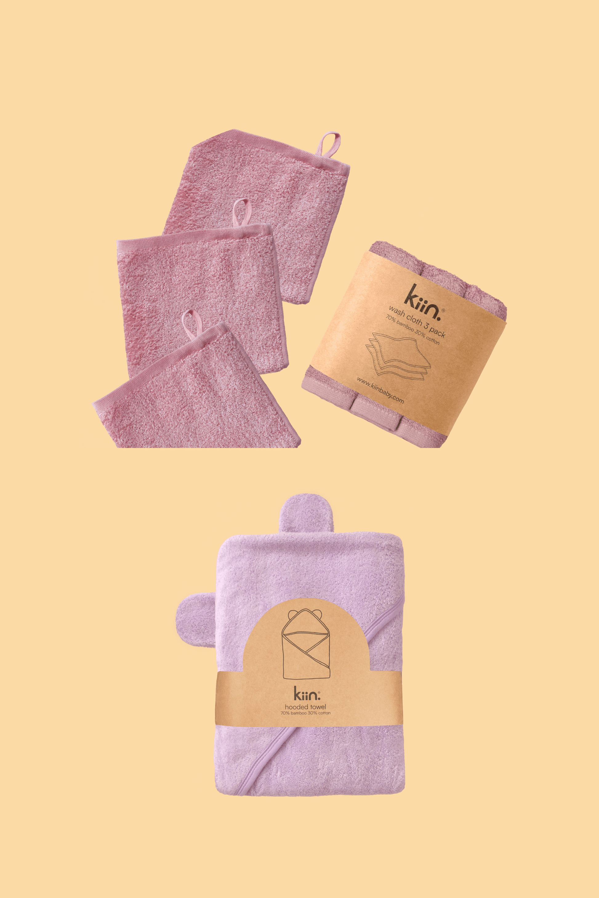 Towel + Wash Cloth Bundle Bundles Kiin ® Heather Lilac 