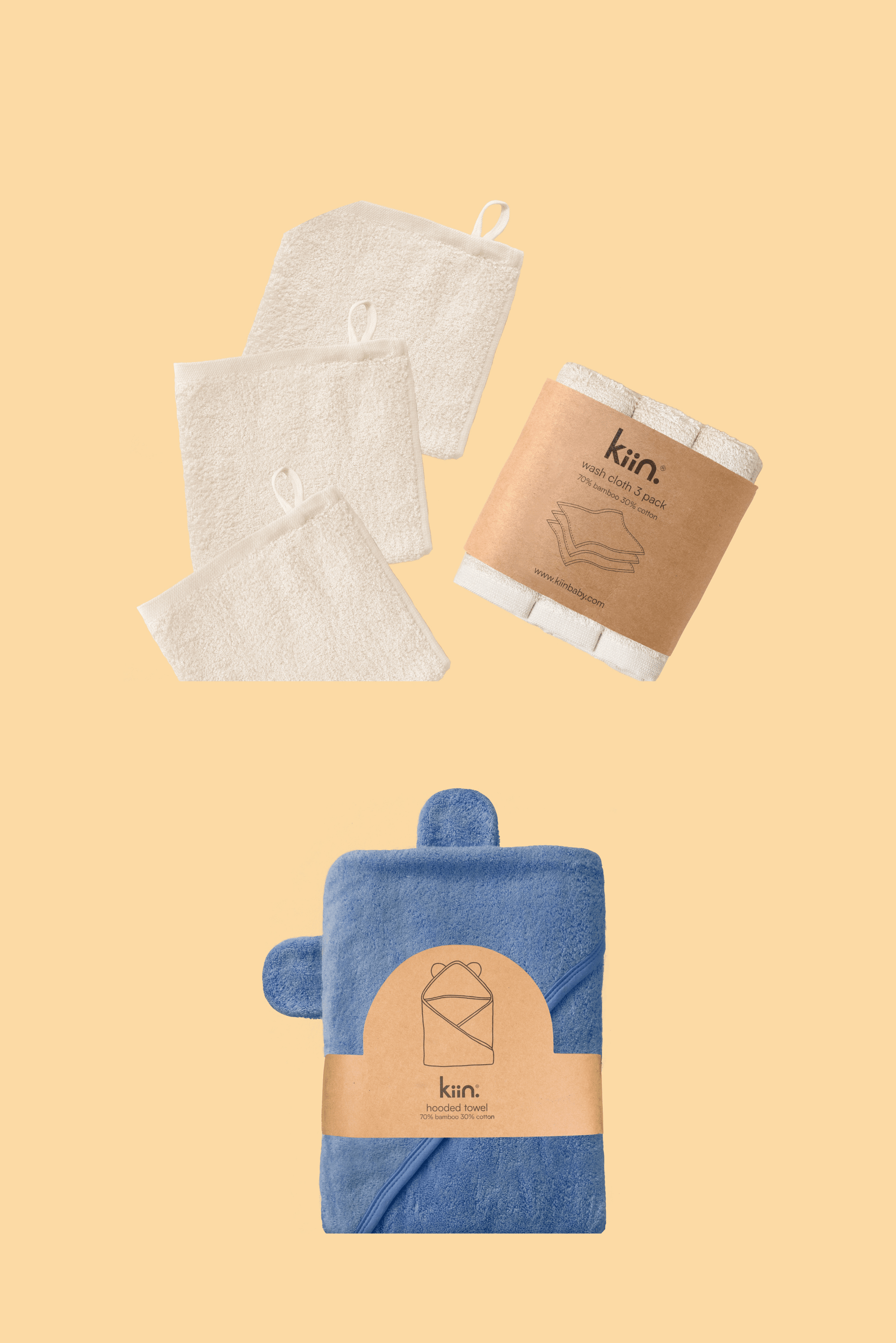 Towel + Wash Cloth Bundle Bundles Kiin ® Ivory Blue Shadow 