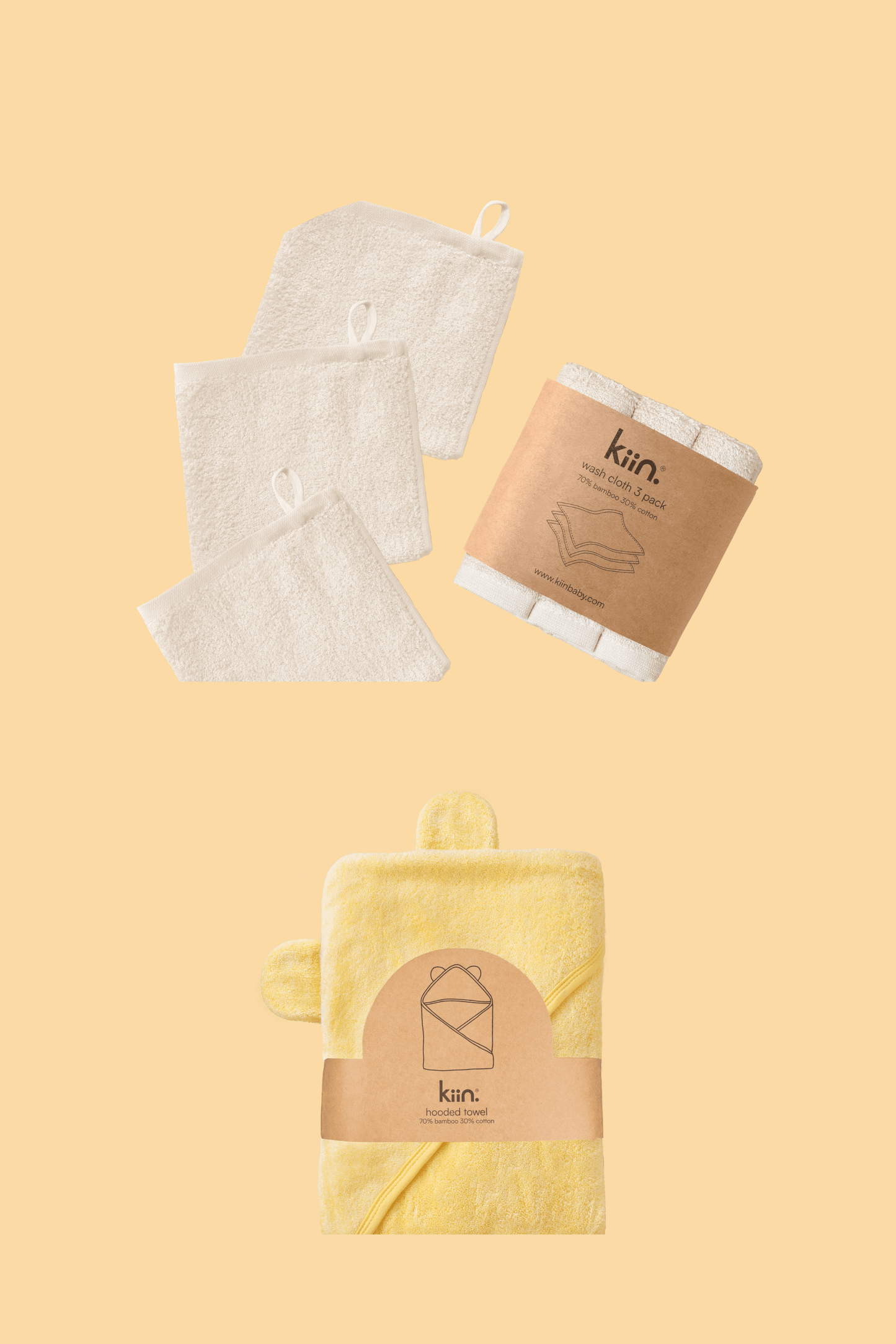 Towel + Wash Cloth Bundle Bundles Kiin ® Ivory Buttercup 