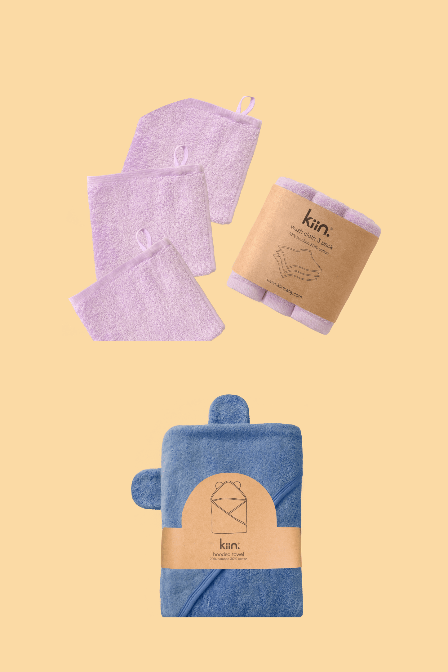 Towel + Wash Cloth Bundle Bundles Kiin ® Lilac Blue Shadow 