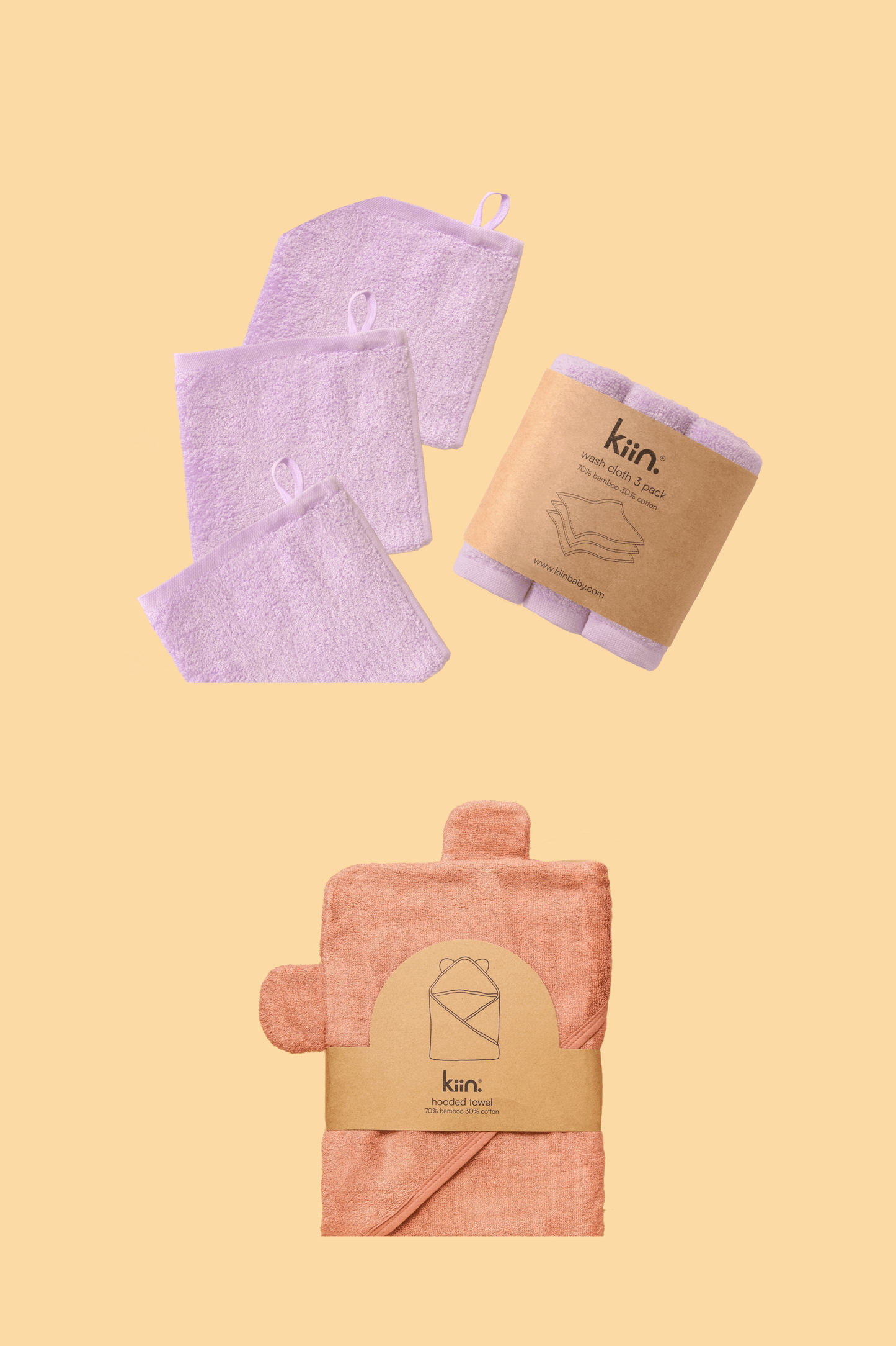 Towel + Wash Cloth Bundle Bundles Kiin ® Lilac Blush 
