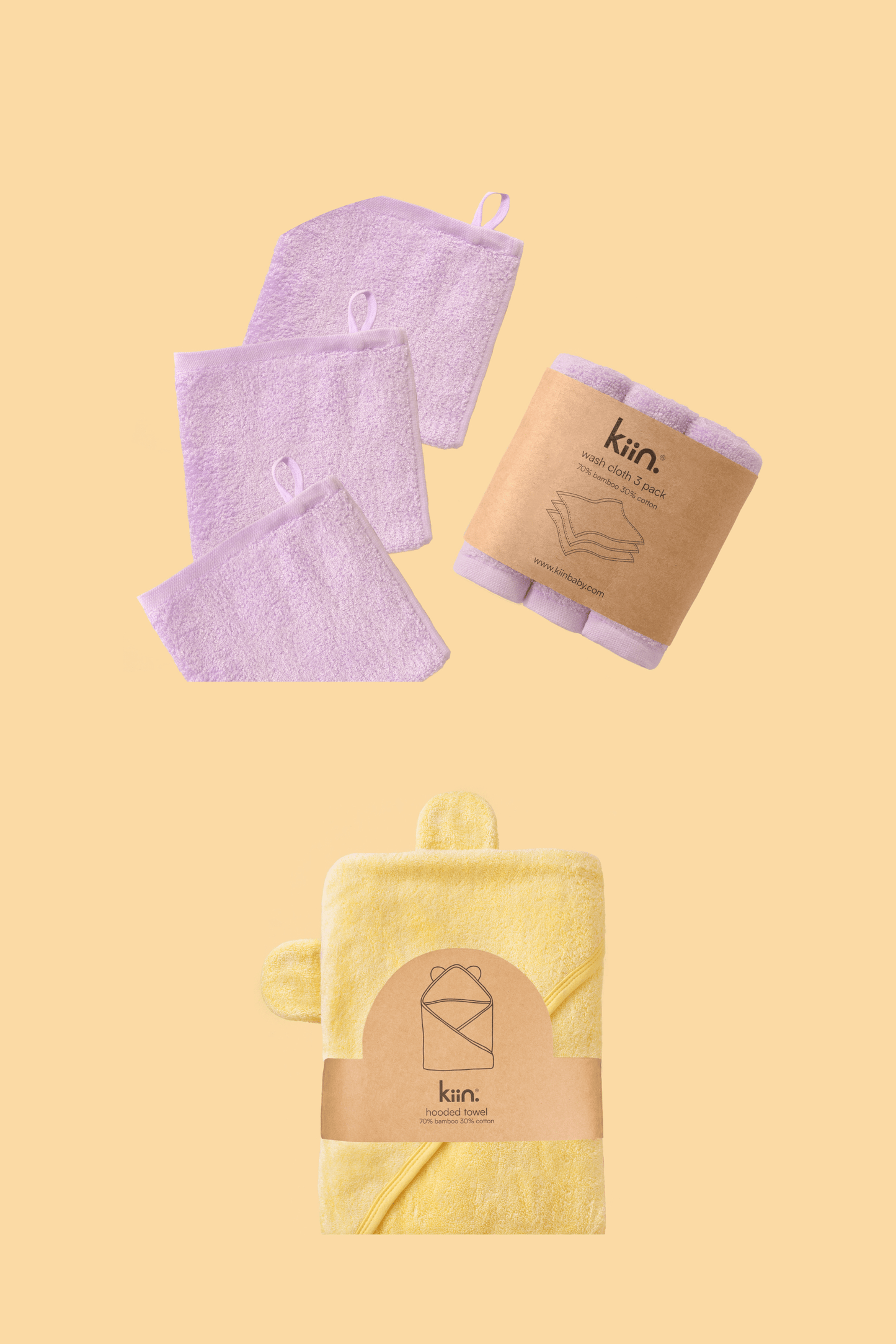 Towel + Wash Cloth Bundle Bundles Kiin ® Lilac Buttercup 