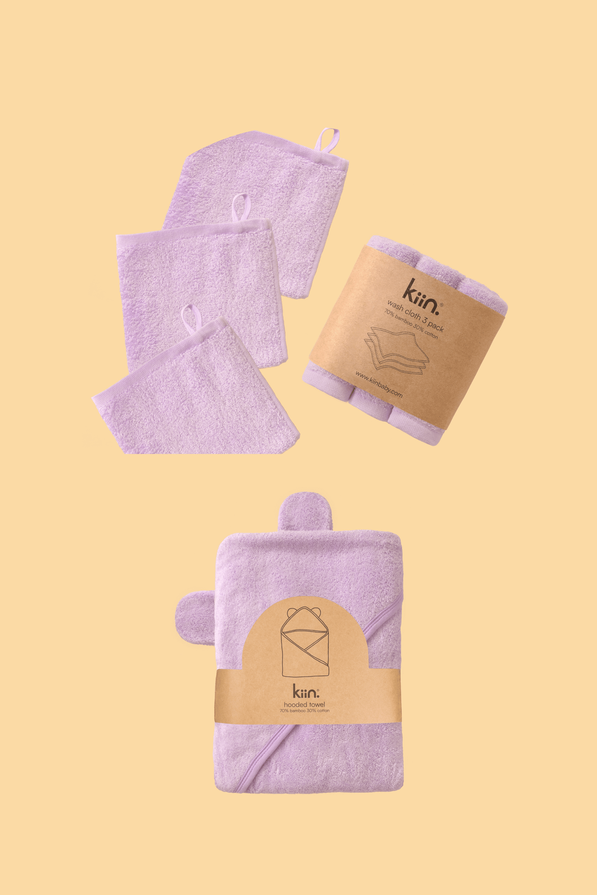 Towel + Wash Cloth Bundle Bundles Kiin ® Lilac Lilac 