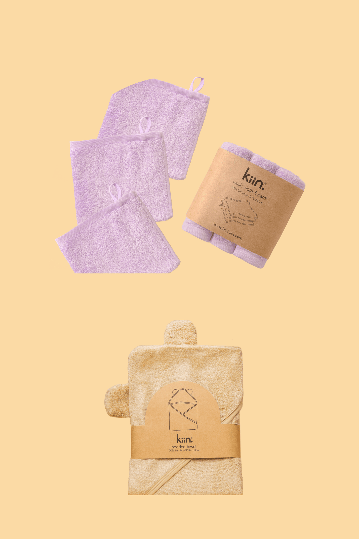 Towel + Wash Cloth Bundle Bundles Kiin ® Lilac Oat 