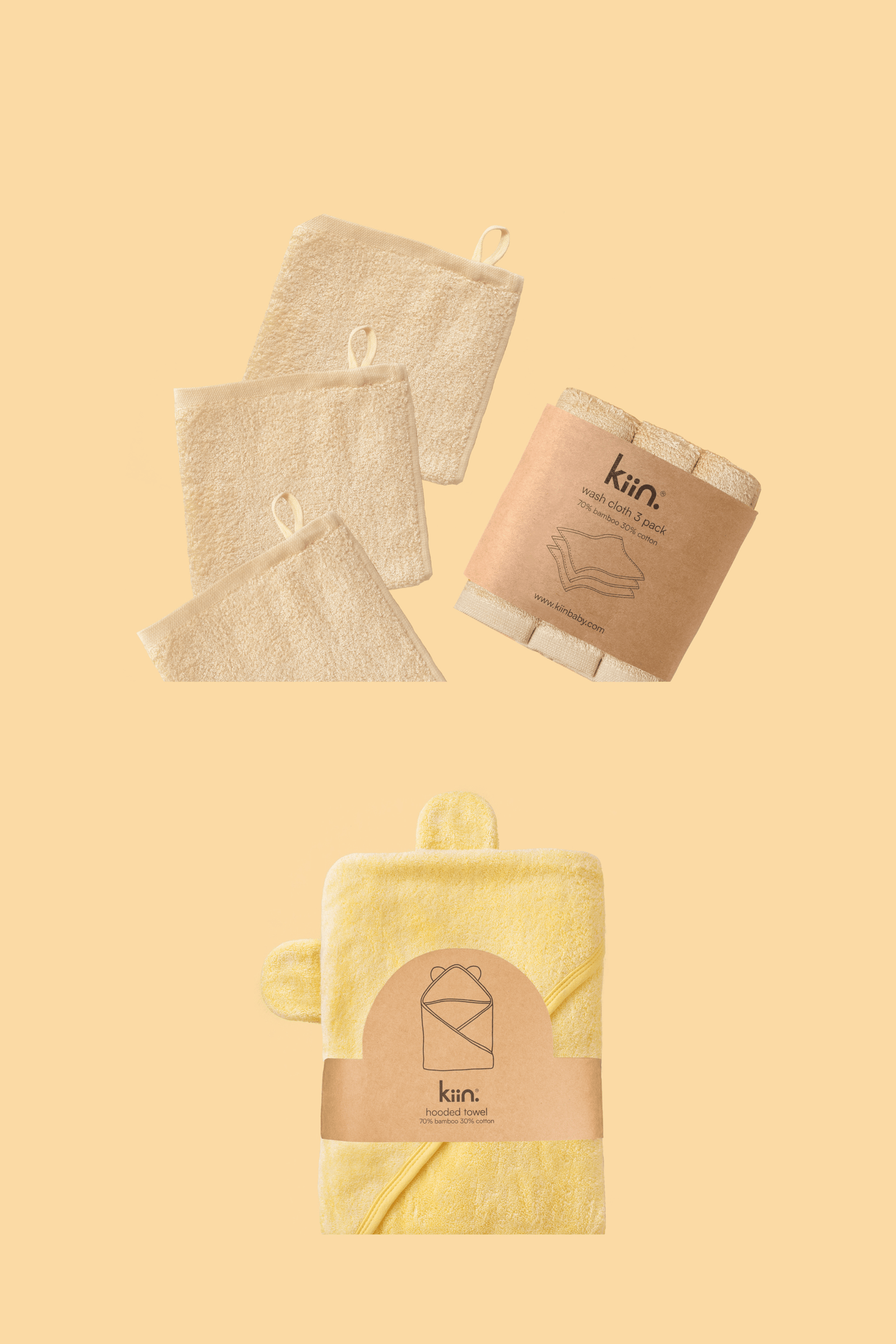 Towel + Wash Cloth Bundle Bundles Kiin ® Oat Buttercup 