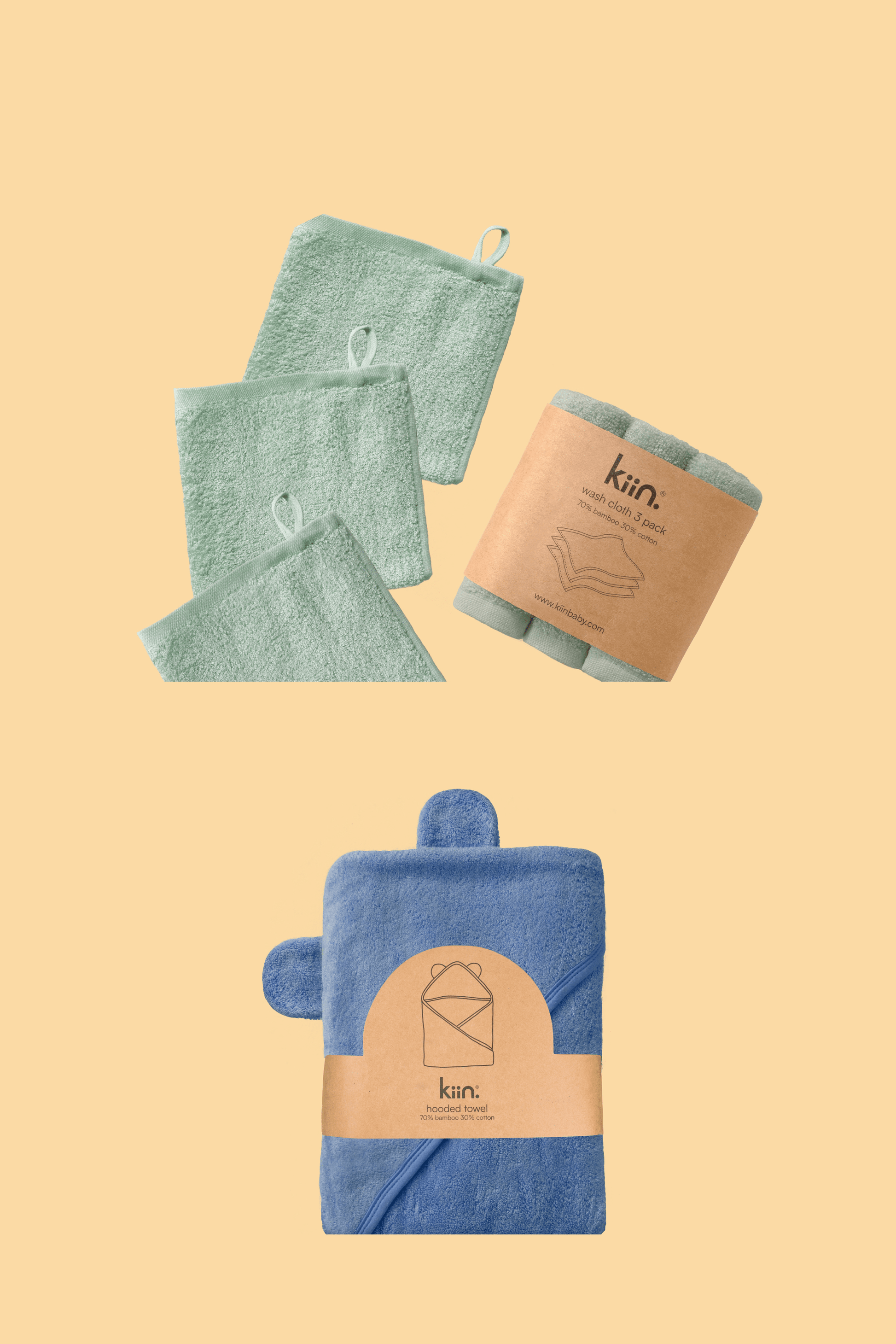 Towel + Wash Cloth Bundle Bundles Kiin ® Sage Blue Shadow 