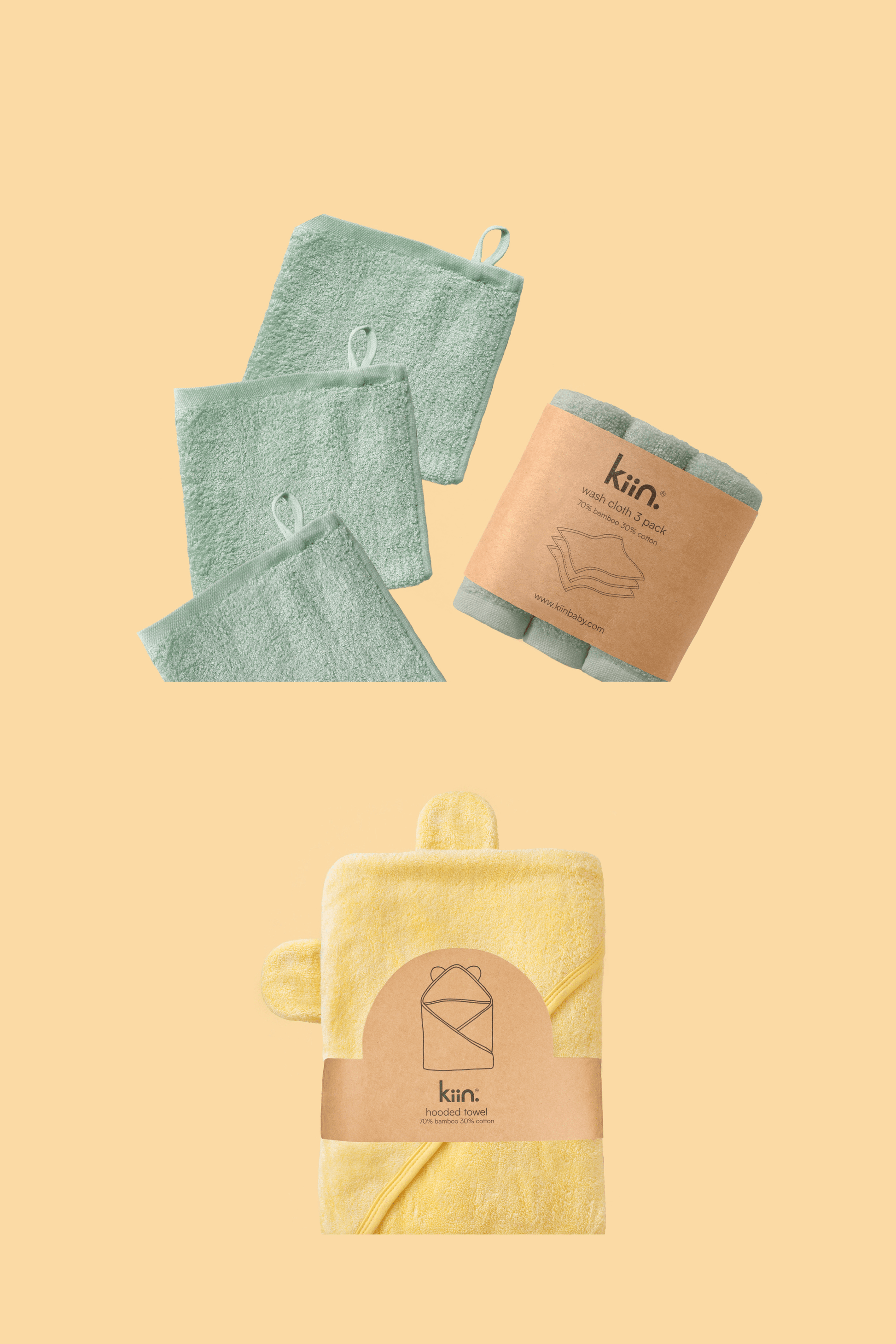 Towel + Wash Cloth Bundle Bundles Kiin ® Sage Buttercup 