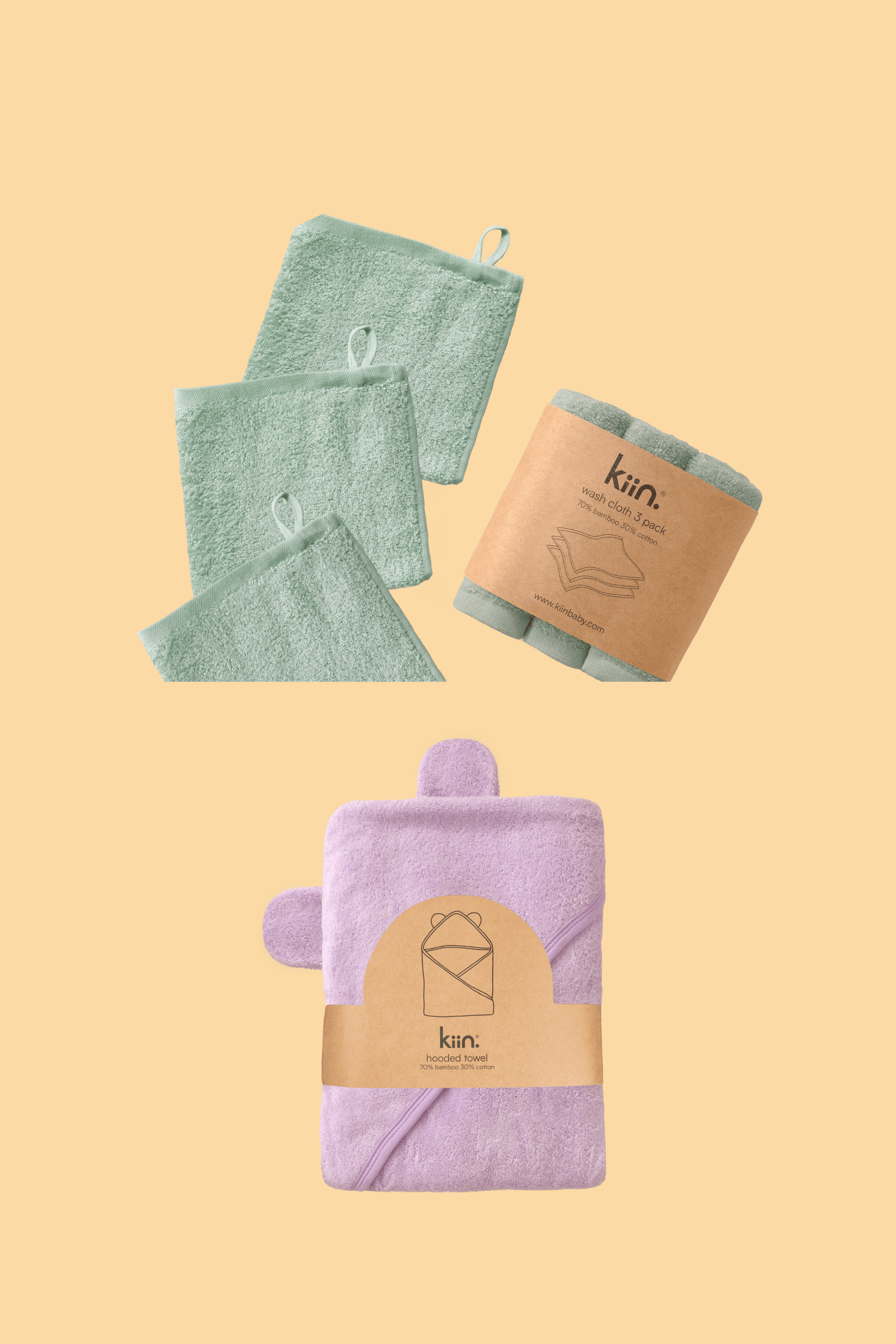 Towel + Wash Cloth Bundle Bundles Kiin ® Sage Lilac 