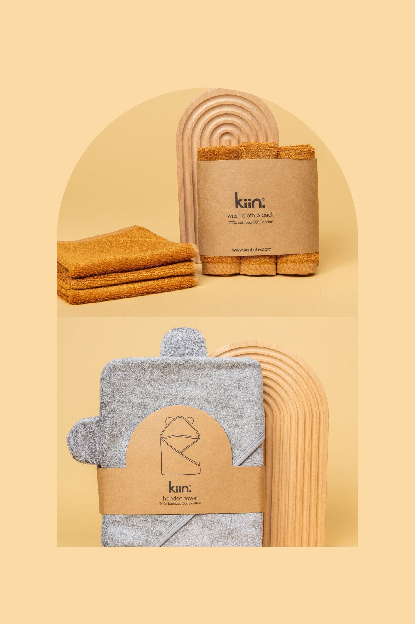 Towel + Wash Cloth Bundle Kiin ® Caramel Dusky Blue 