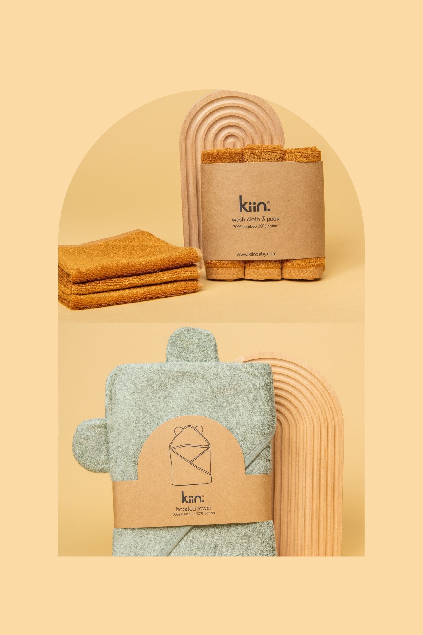 Towel + Wash Cloth Bundle Kiin ® Caramel Sage 