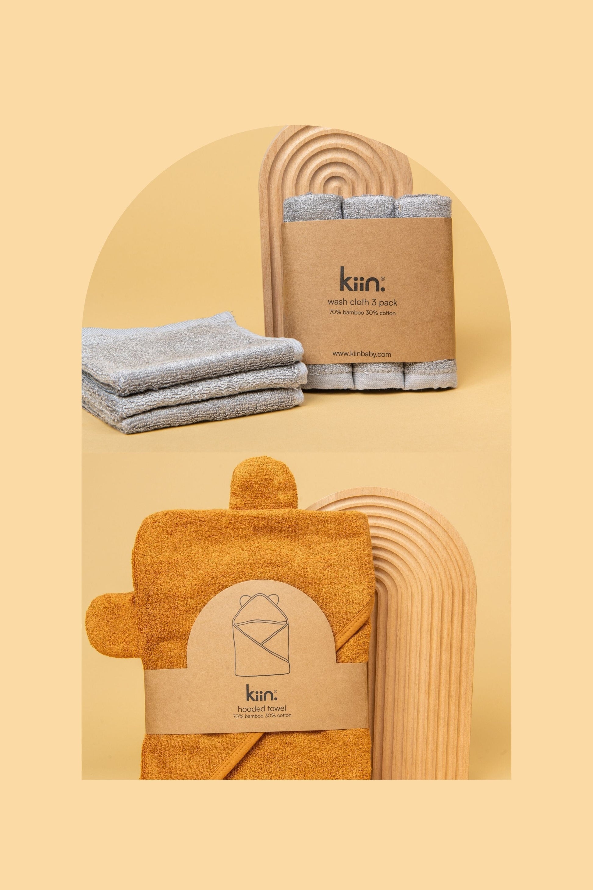 Towel + Wash Cloth Bundle Kiin ® Dusky Blue Caramel 