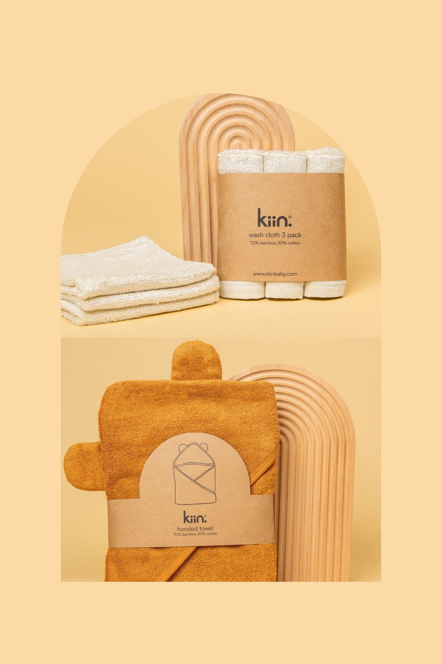 Towel + Wash Cloth Bundle Kiin ® Ivory Caramel 