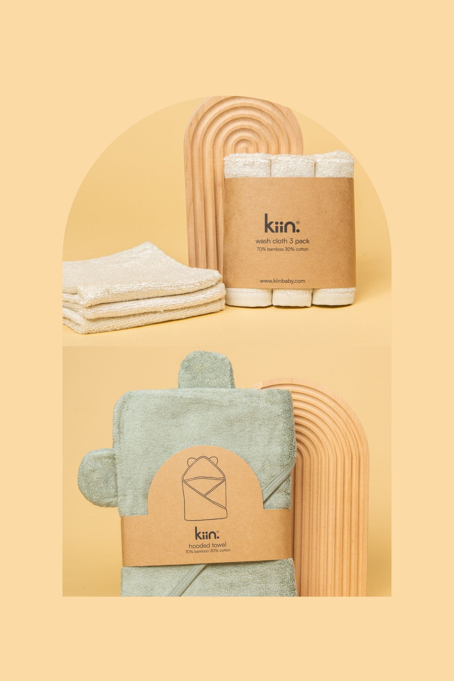 Towel + Wash Cloth Bundle Kiin ® Ivory Sage 