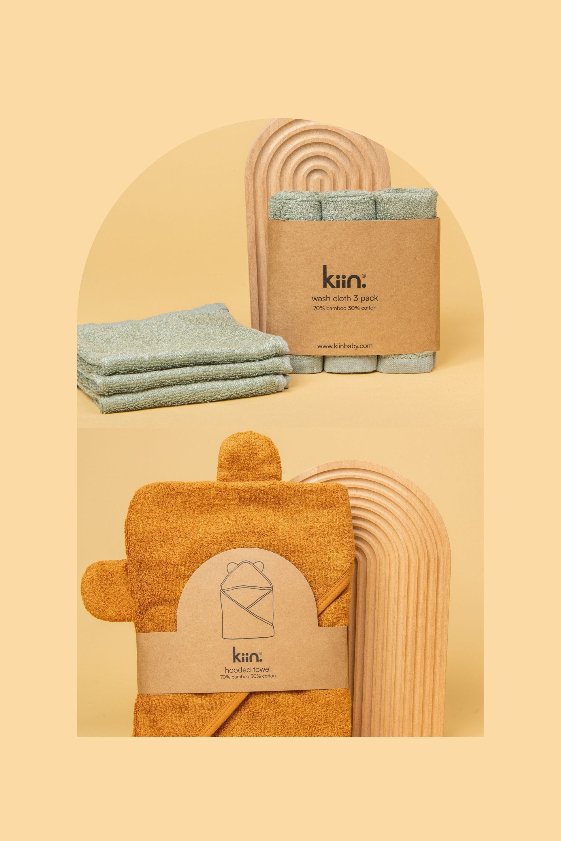 Towel + Wash Cloth Bundle Kiin ® Sage Caramel 
