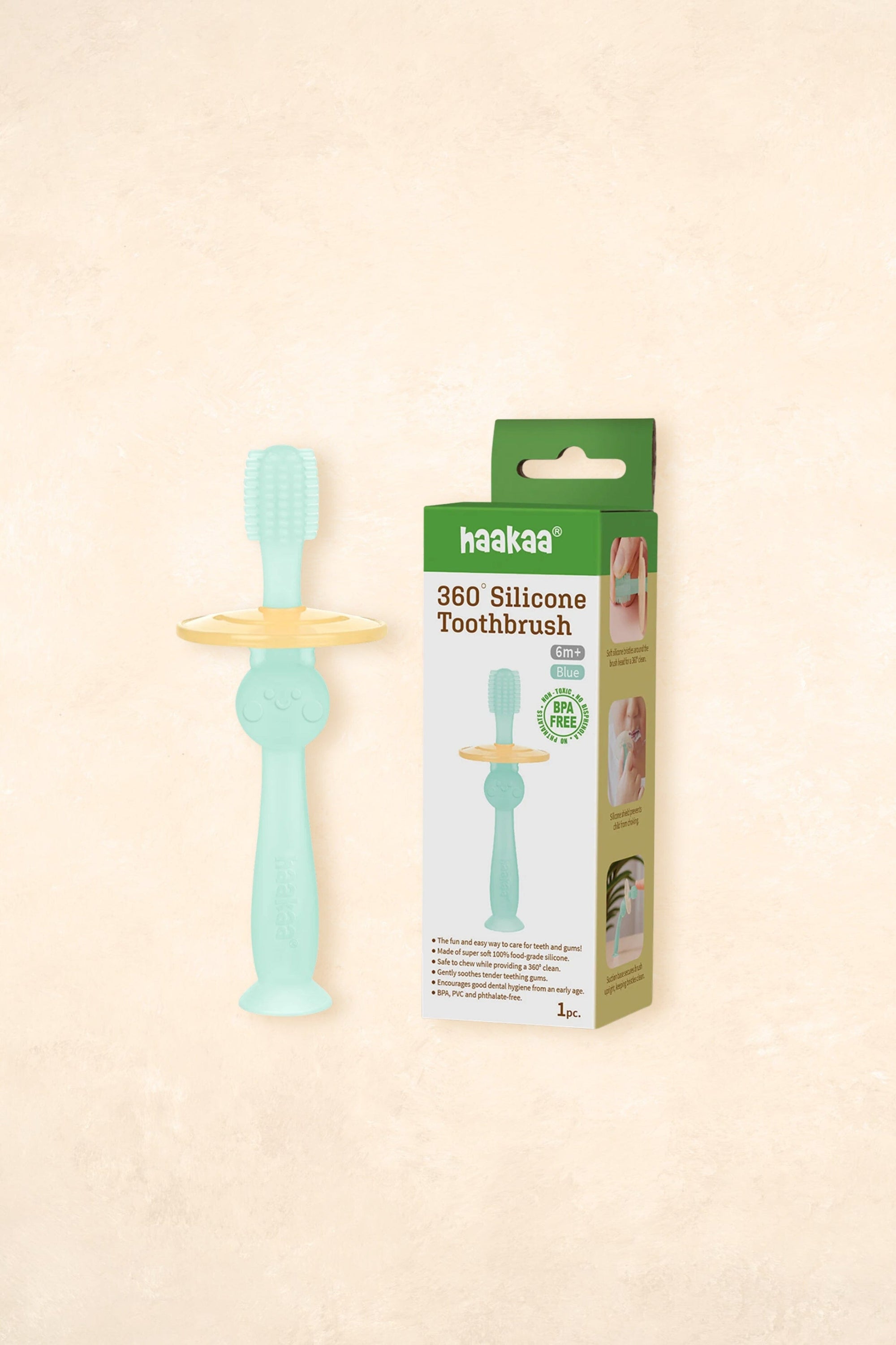 360° Silicone Toothbrush Bath Time Accessories Haaka Blue 