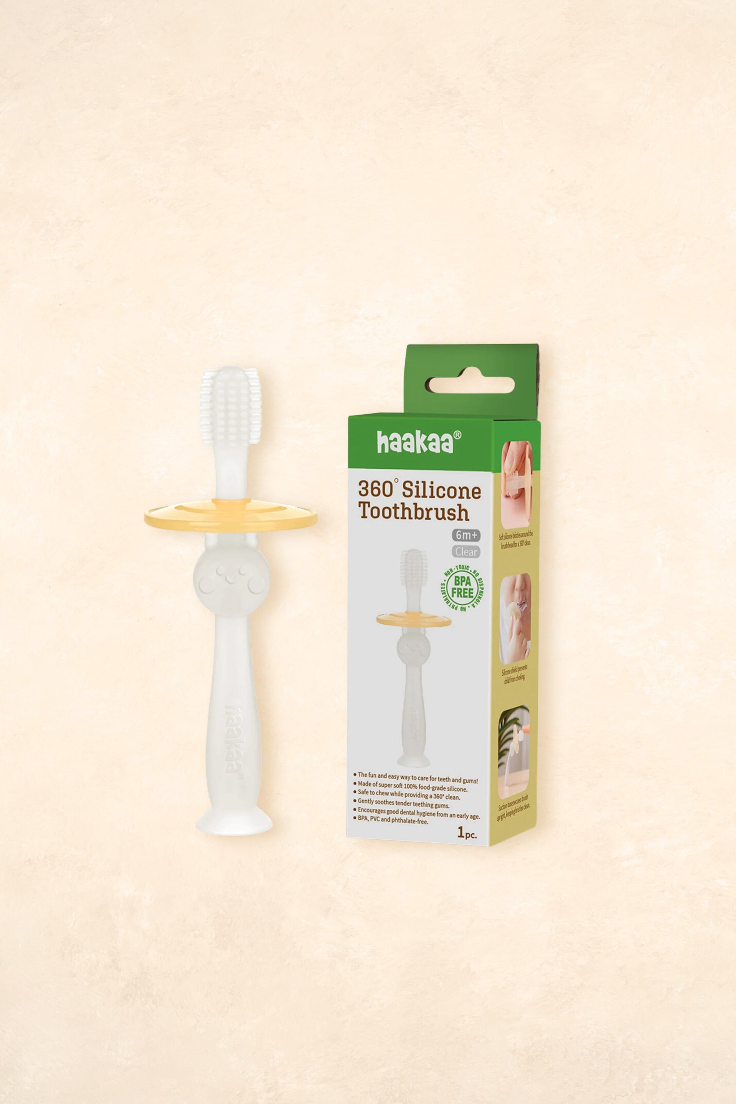 360° Silicone Toothbrush Bath Time Accessories Haaka Clear 