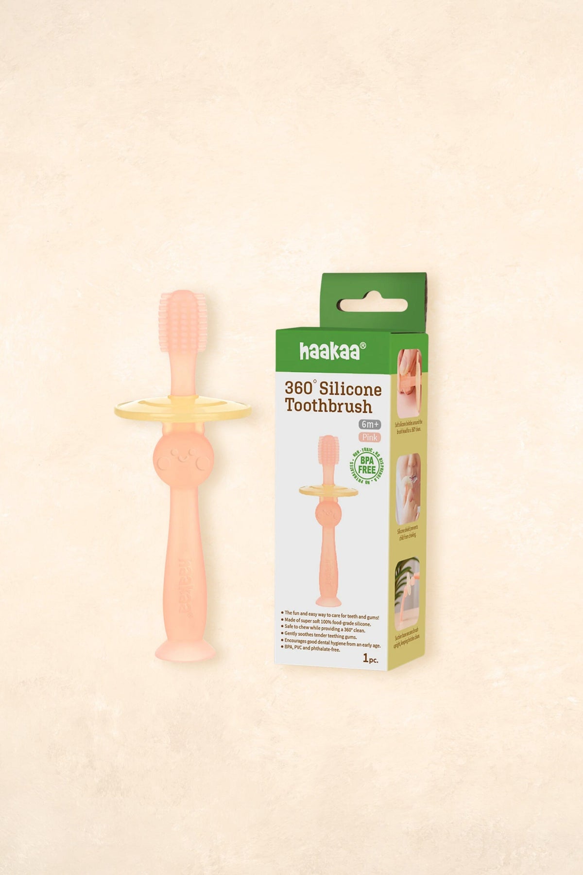 360° Silicone Toothbrush Bath Time Accessories Haaka Pink 