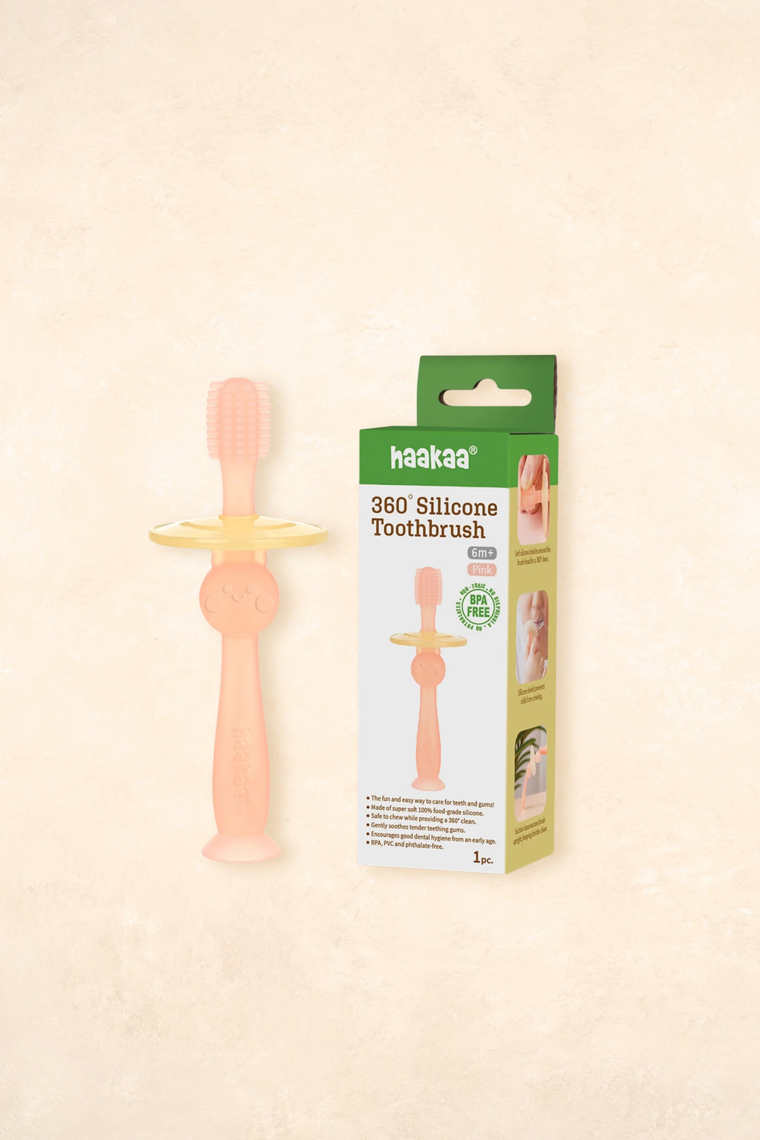 360° Silicone Toothbrush Bath Time Accessories Haaka Pink 