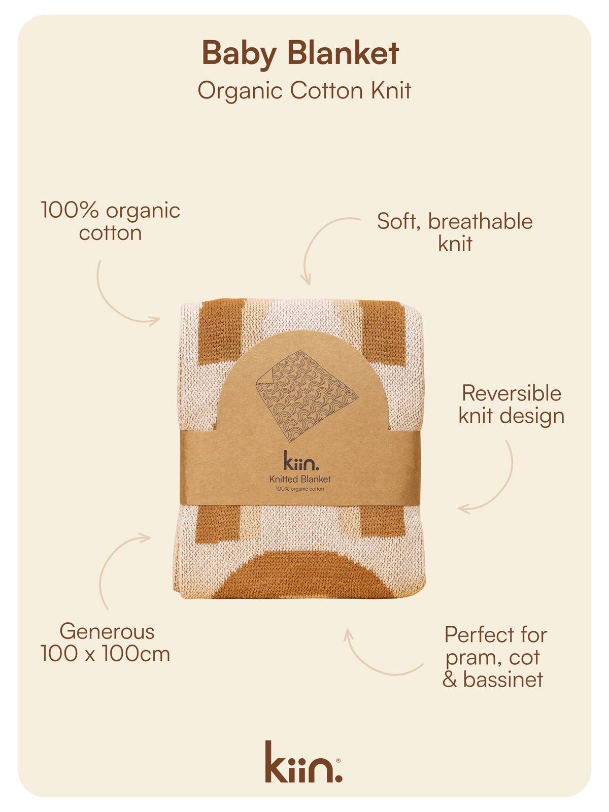 Baby Blanket Organic Cotton Knit - Rainbow Blankets Kiin ® 