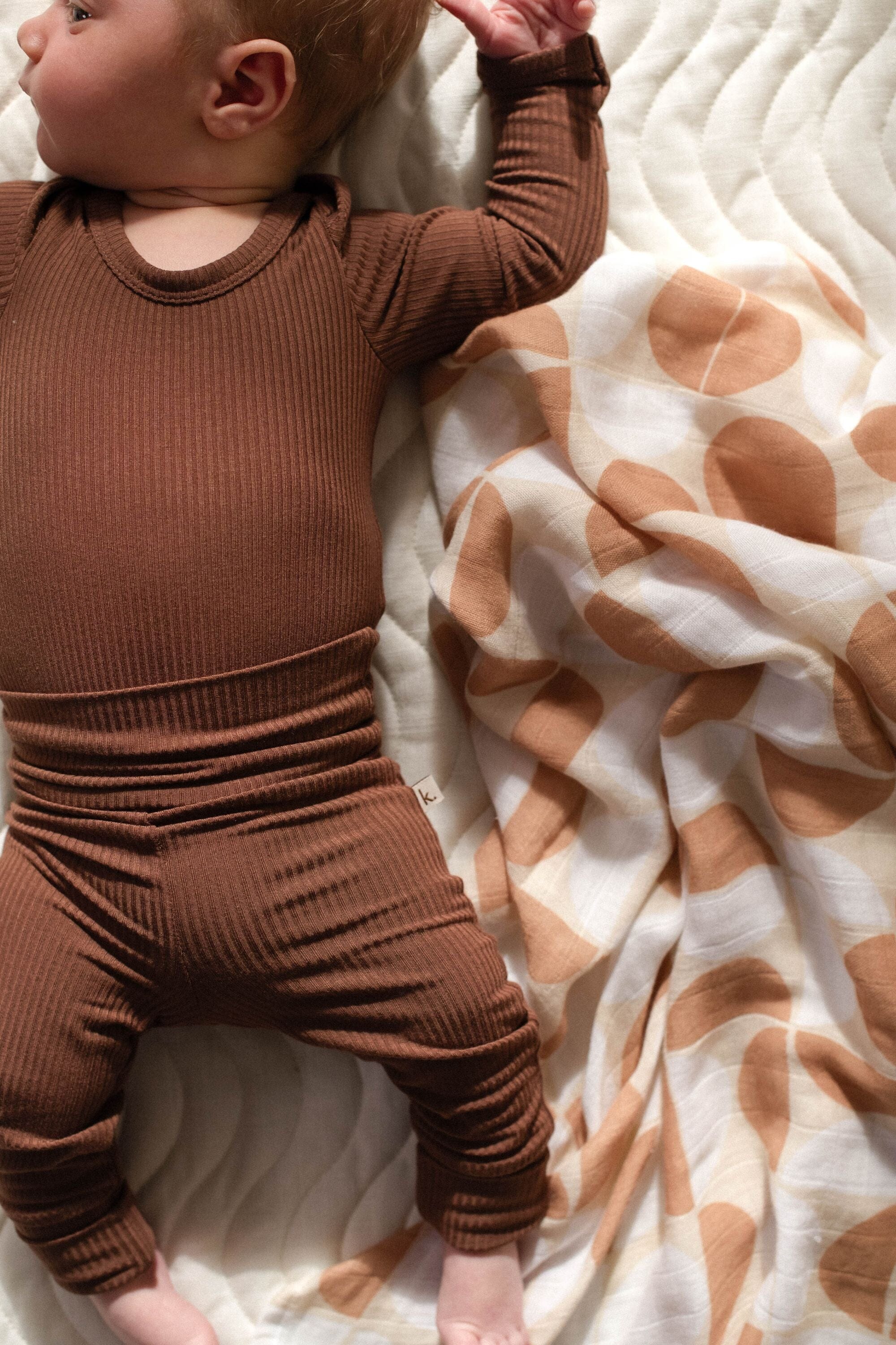 Bamboo Long Sleeve Bodysuit - Chocolate Clothing Kiin ® 