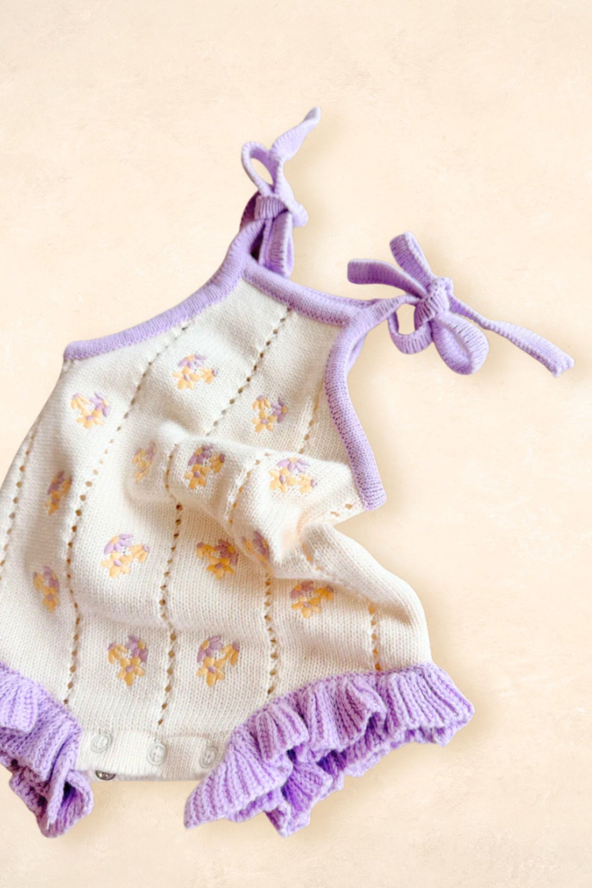Bloom Pointelle Tie Romper - Aster Clothing FRECKLES the label 