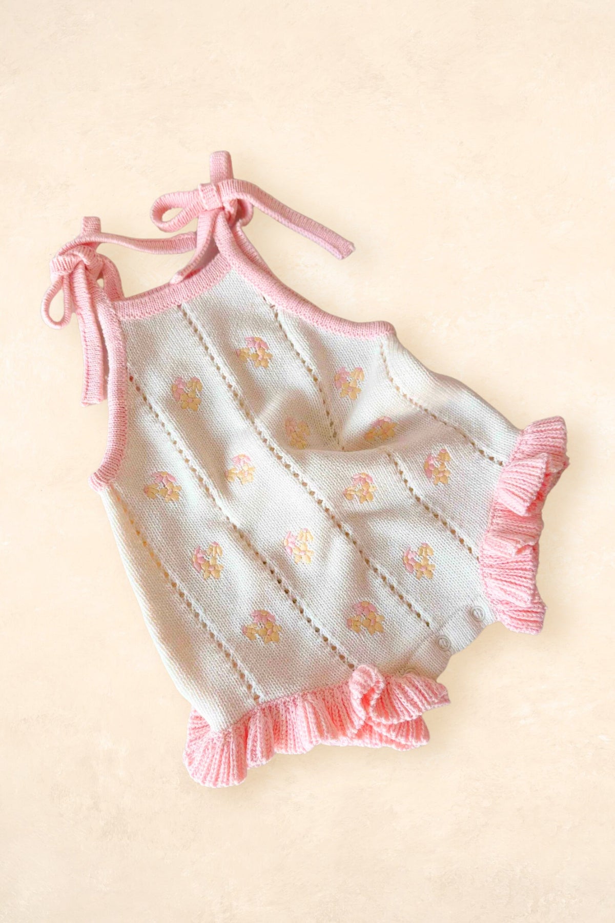 Bloom Pointelle Tie Romper Clothing FRECKLES the label 