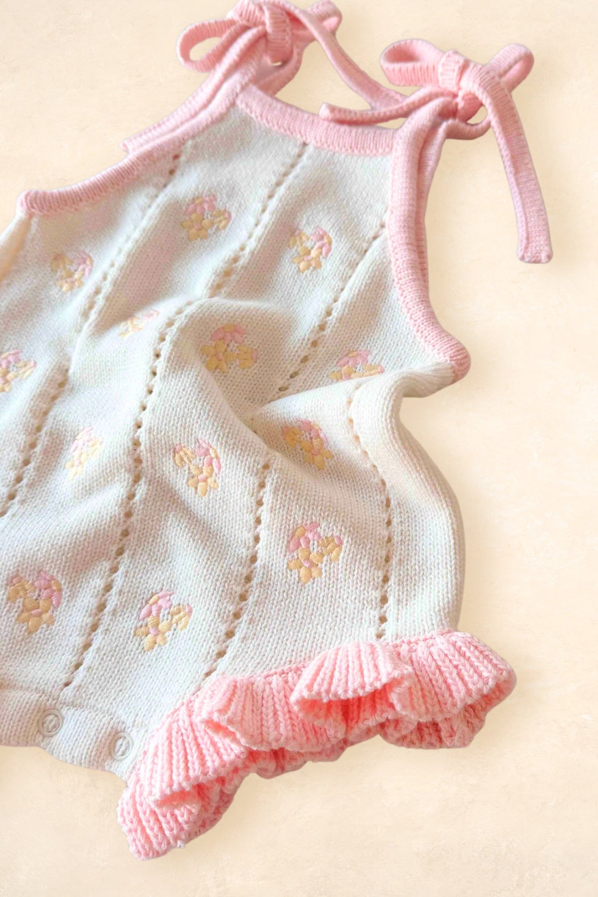 Bloom Pointelle Tie Romper Clothing FRECKLES the label 