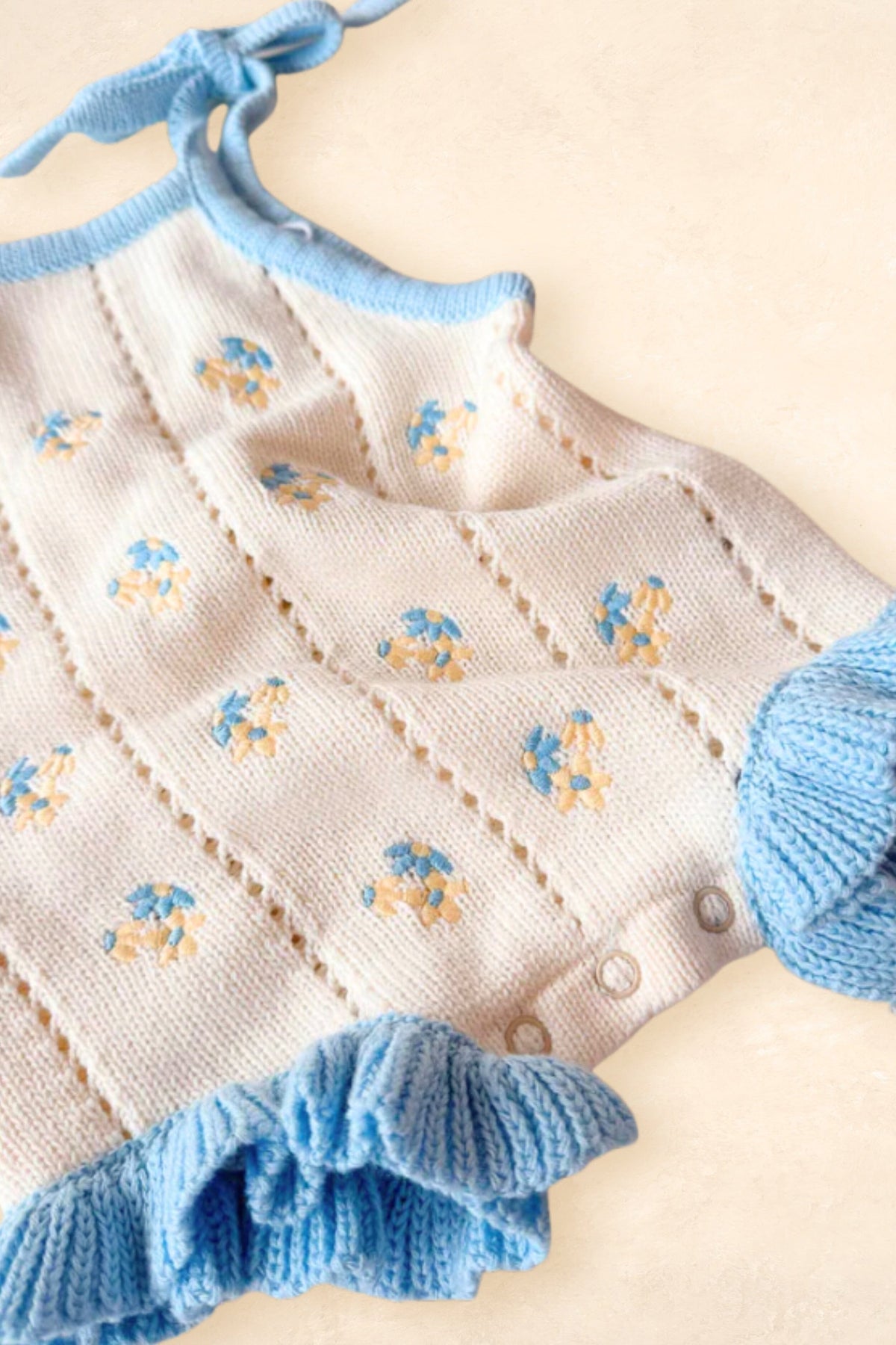 Bloom Pointelle Tie Romper - Pansy Clothing FRECKLES the label 