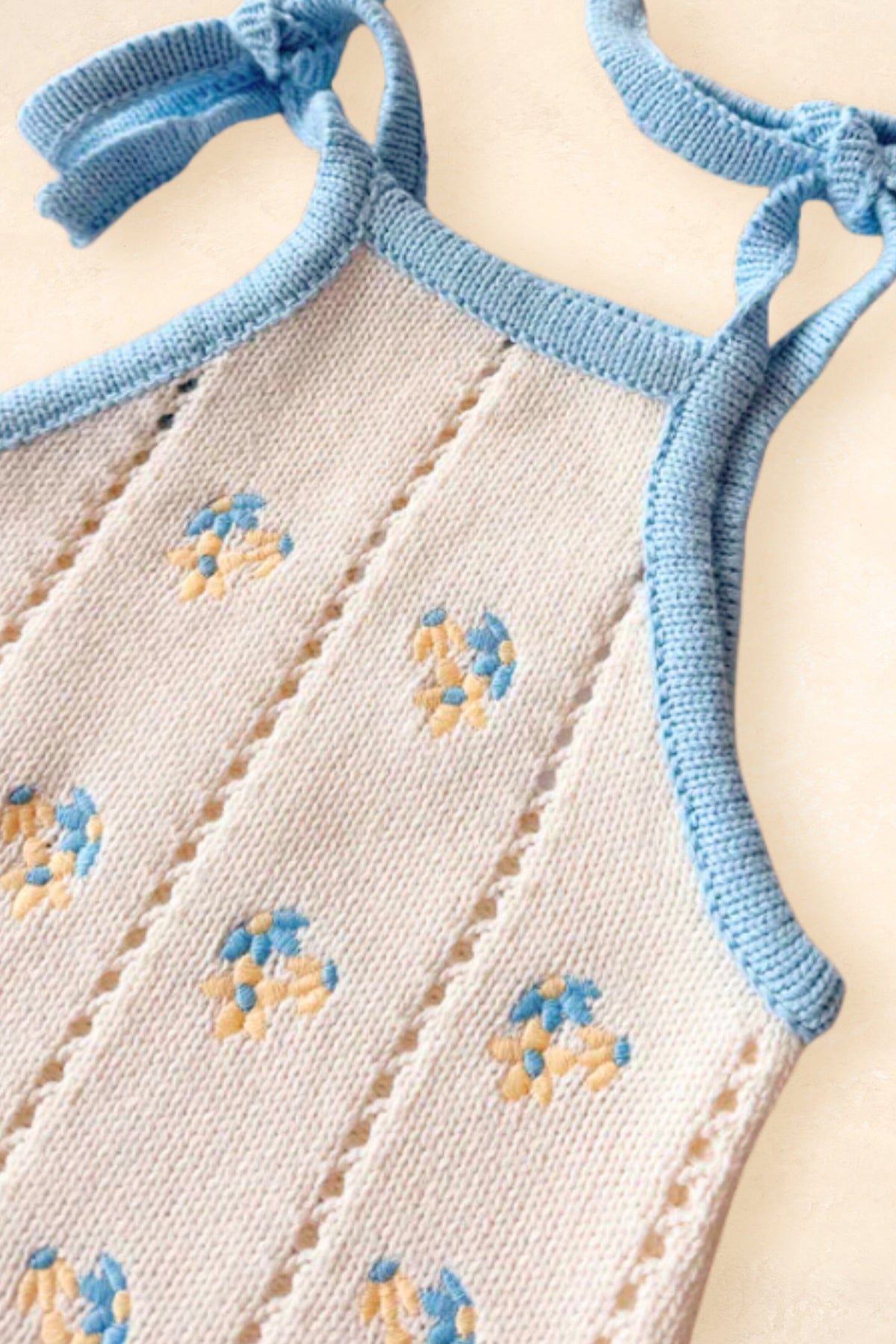 Bloom Pointelle Tie Romper - Pansy Clothing FRECKLES the label 