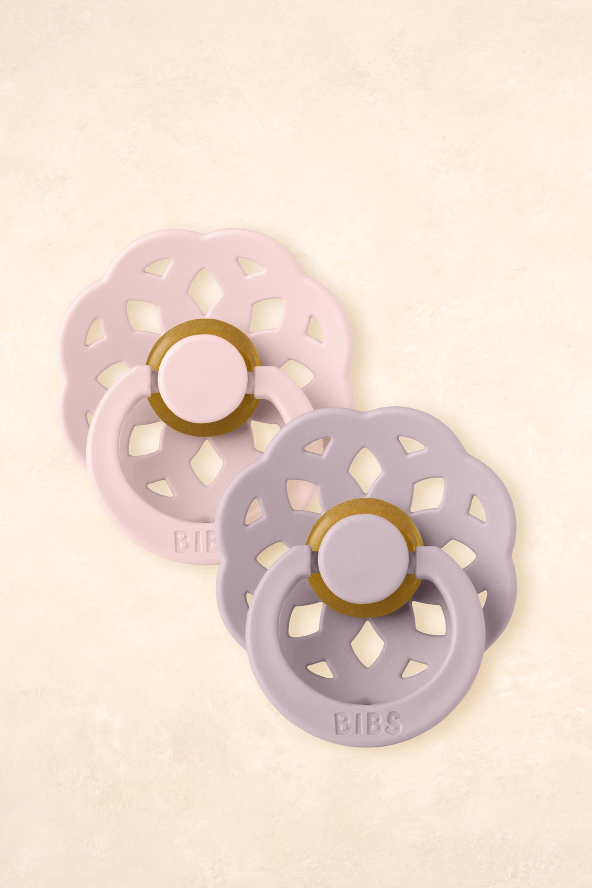 Boheme Dummies - Twin Pack Dummies + Teethers BIBS Size 1 Blossom + Dusky Lilac 