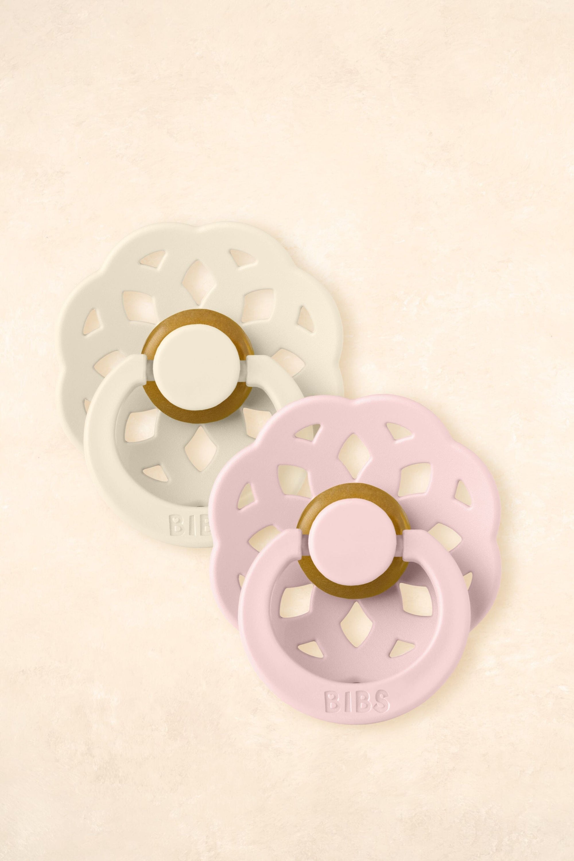 Boheme Dummies - Twin Pack Dummies + Teethers BIBS Size 1 Ivory + Blossom 
