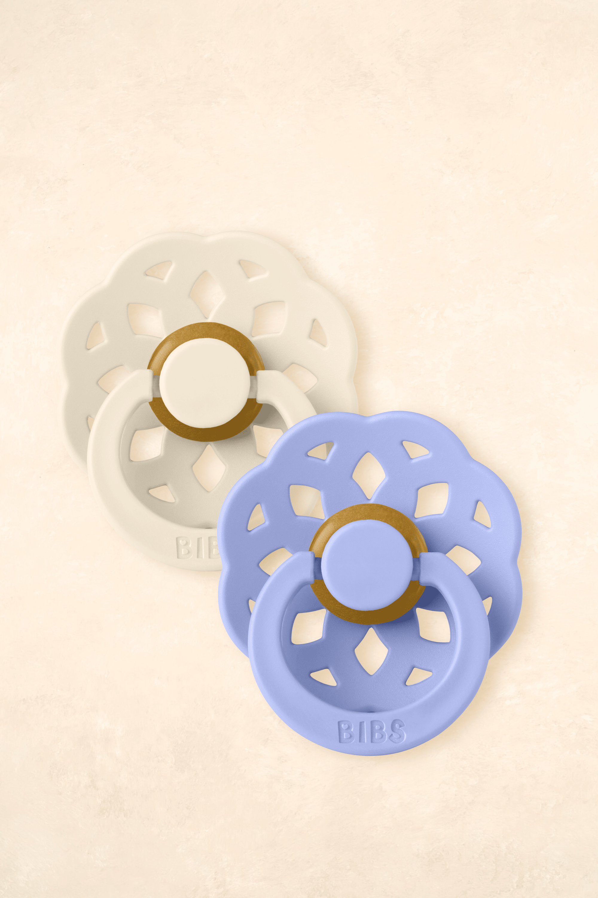 Boheme Dummies - Twin Pack Dummies + Teethers BIBS Size 1 Ivory/Hush 