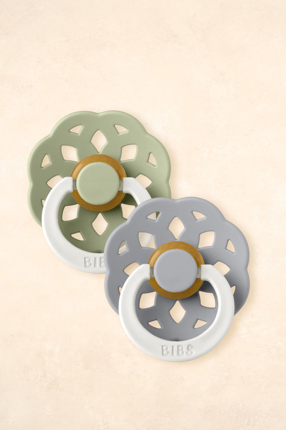 Boheme Dummies - Twin Pack Dummies + Teethers BIBS Size 1 NIGHT GLOW - Sage + Cloud 
