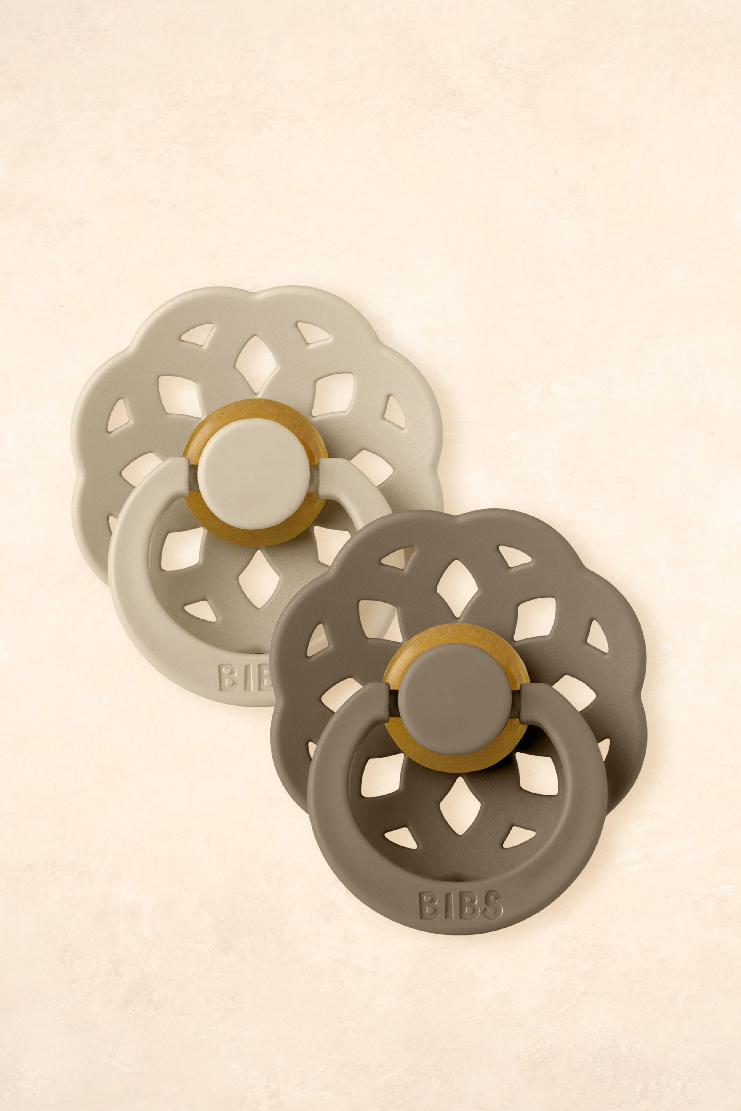 Boheme Dummies - Twin Pack Dummies + Teethers BIBS Size 1 Vanilla + Dark Oak 