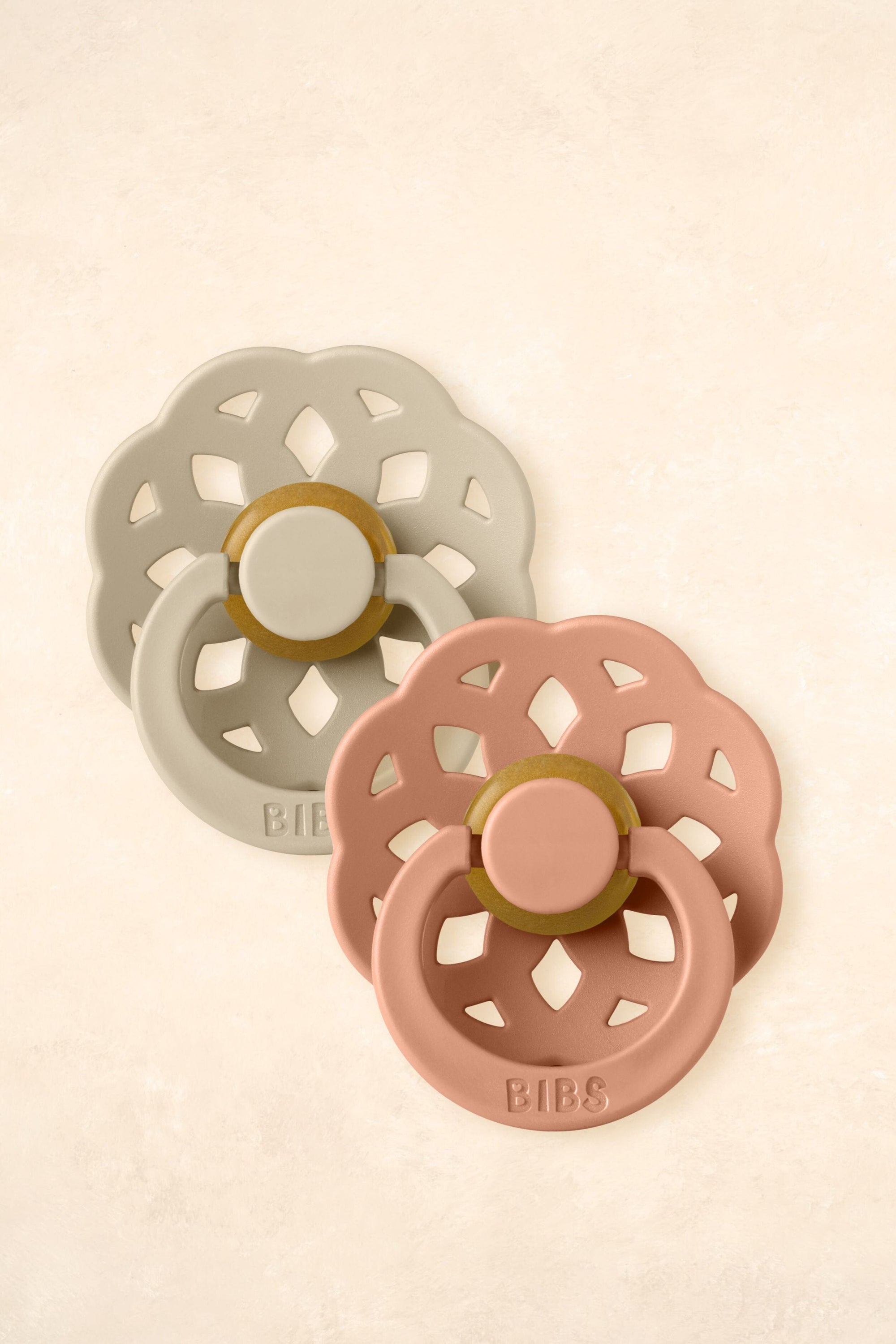 Boheme Dummies - Twin Pack Dummies + Teethers BIBS Size 1 Vanilla + Peach 